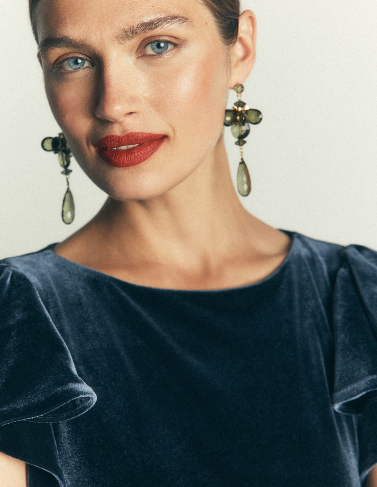Coloured Glass Earrings-Green - Image 2