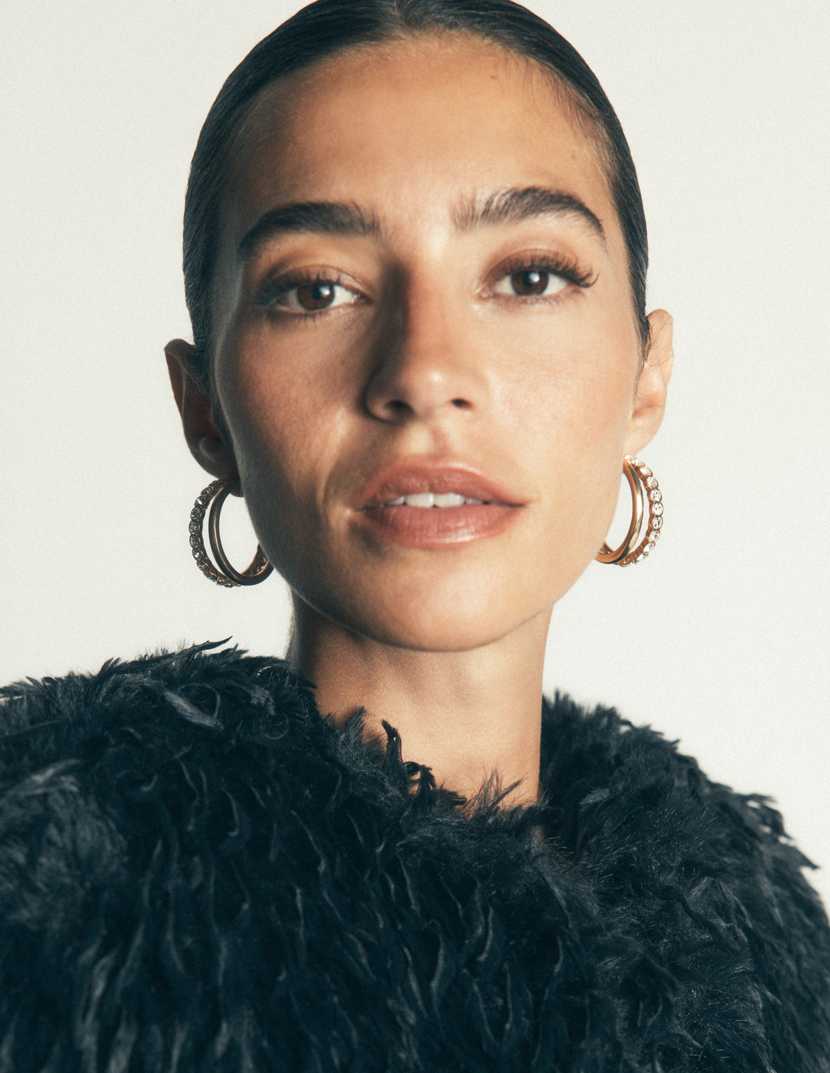 Large Jewel Hoops-Clear - Image 2