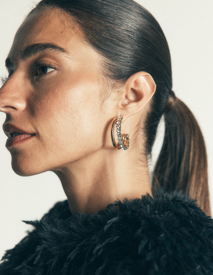 Large Jewel Hoops-Clear