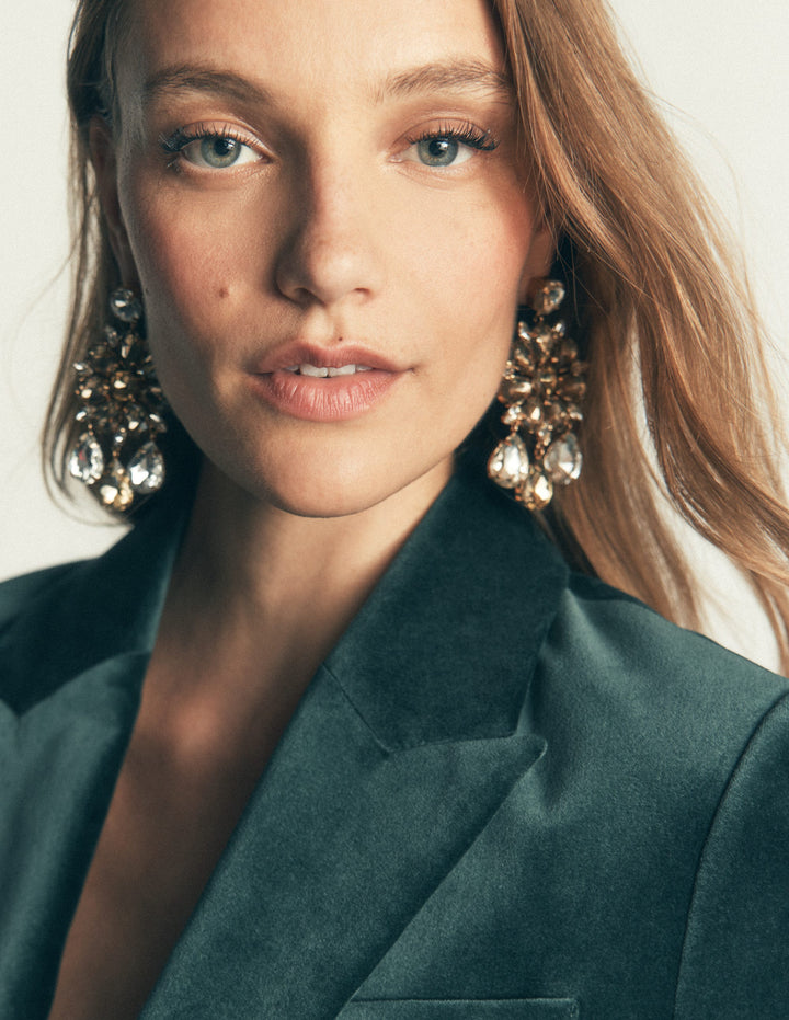 Statement Jewel Earrings-Smoke