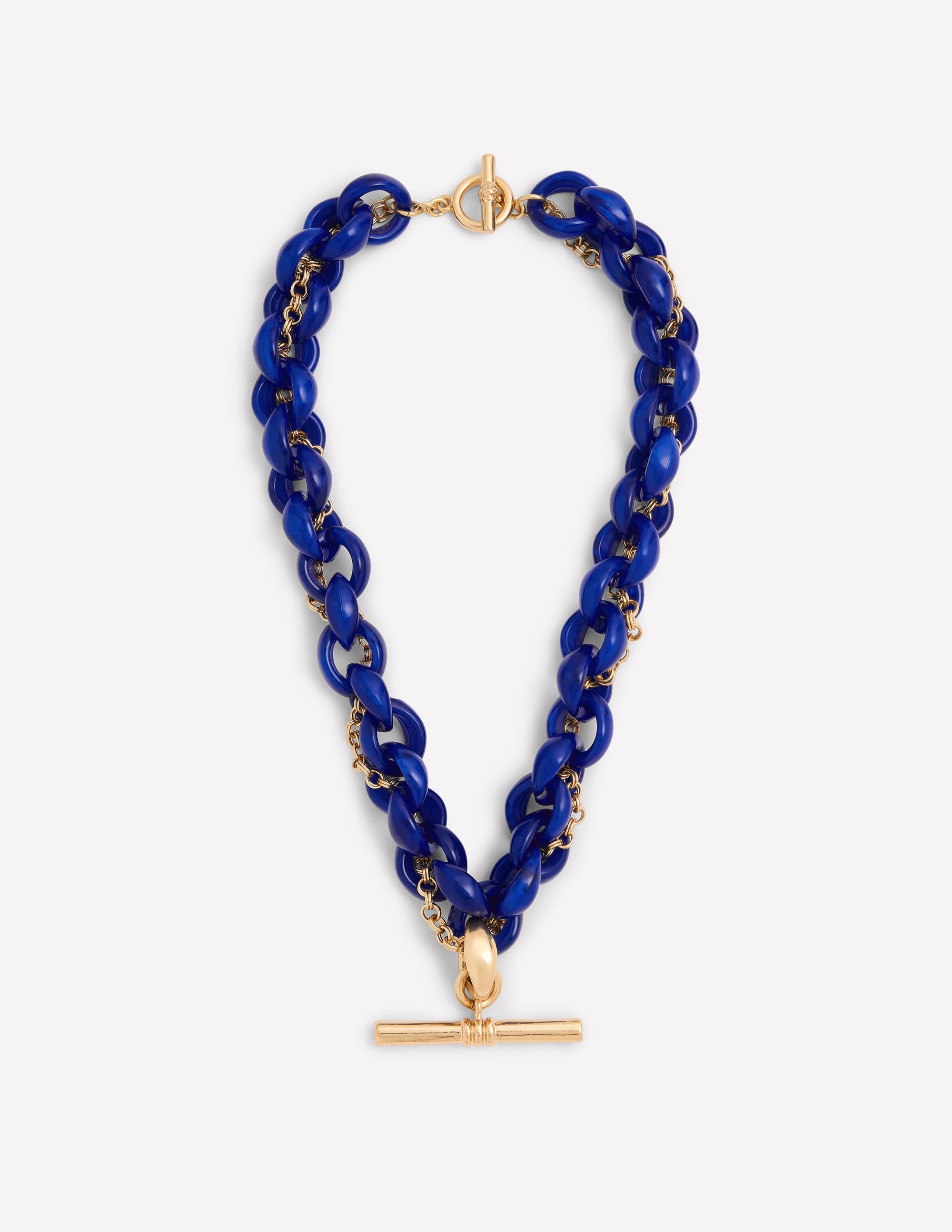 Resin T Bar Chain Necklace-Blue - Image 1