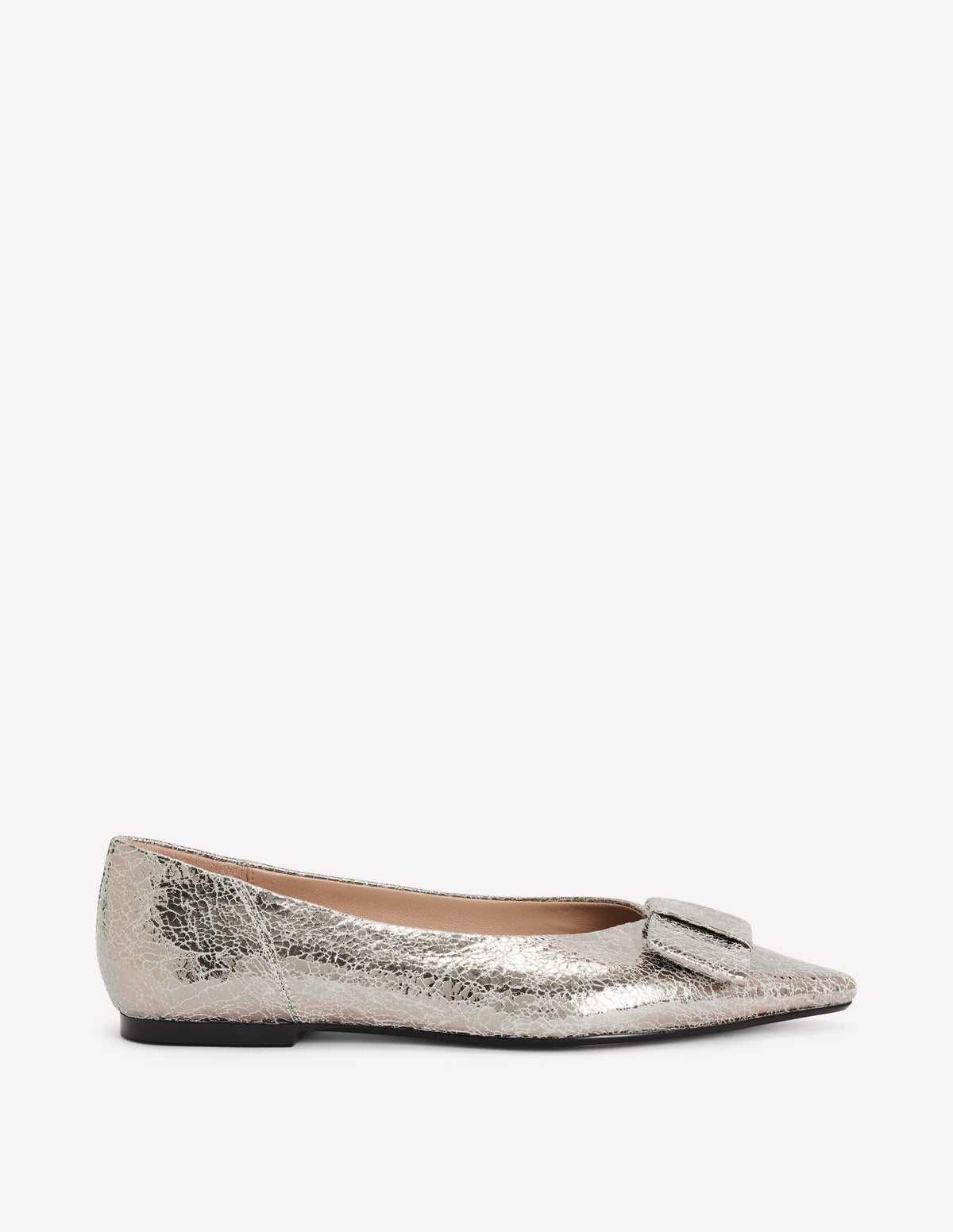 Nigella Bow Pointed Flats-Silver Metallic-1