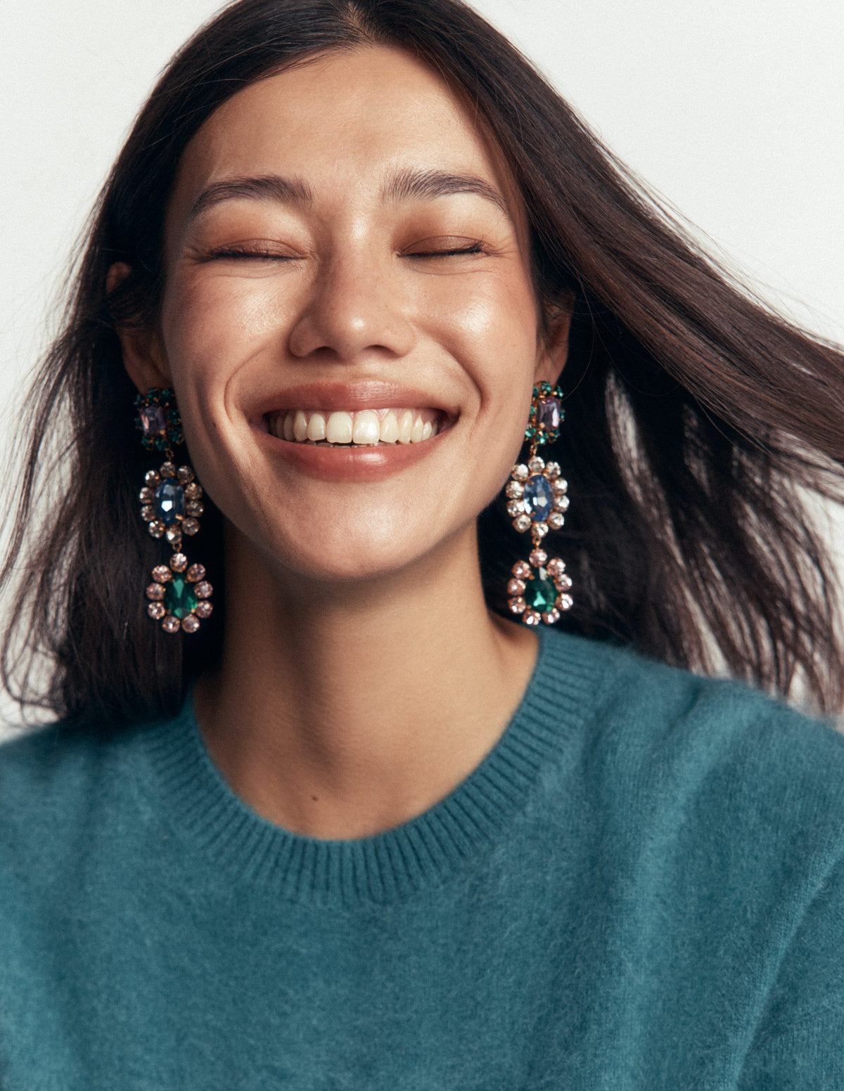 Jewel Drop Earrings-Multi Jewel - Image 2