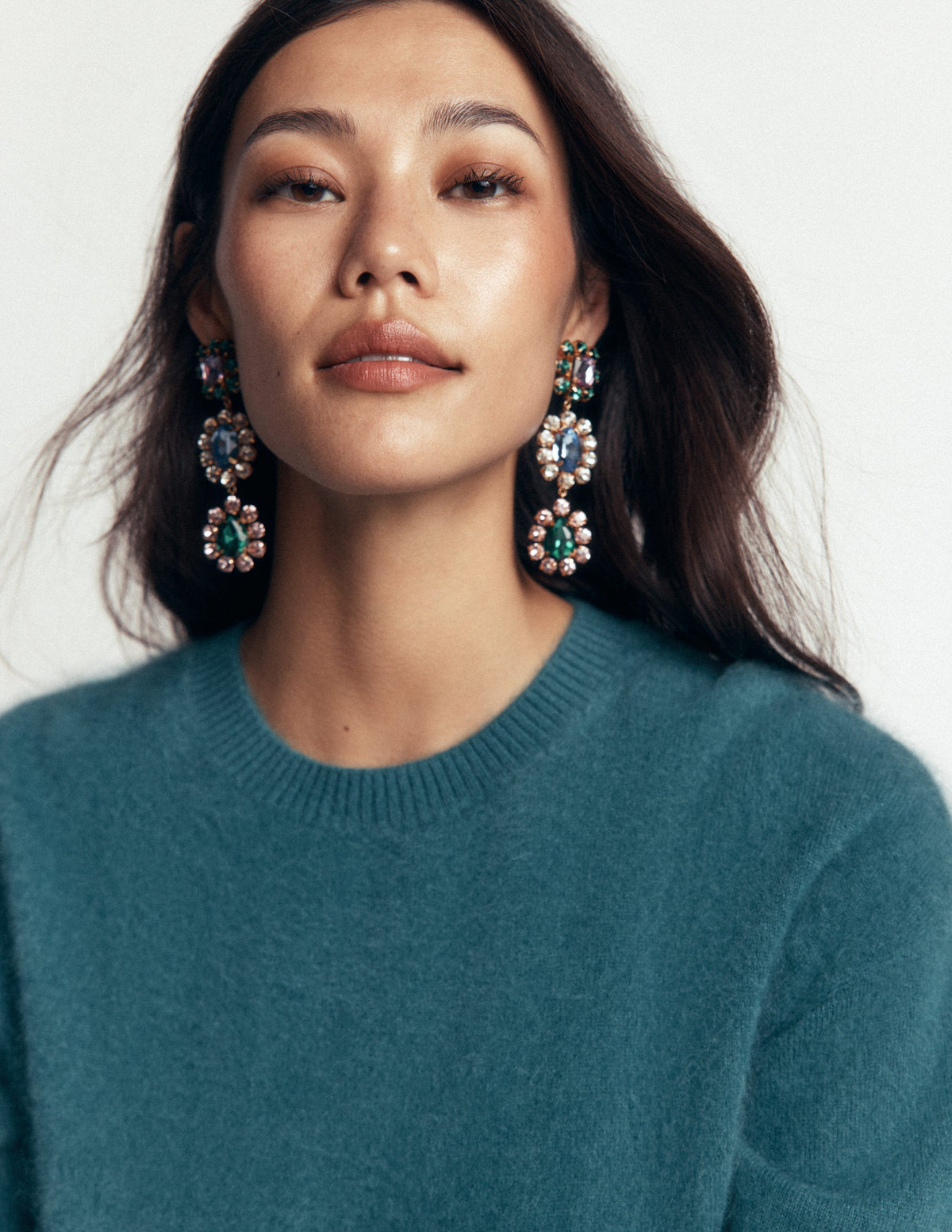 Jewel Drop Earrings-Multi Jewel-3