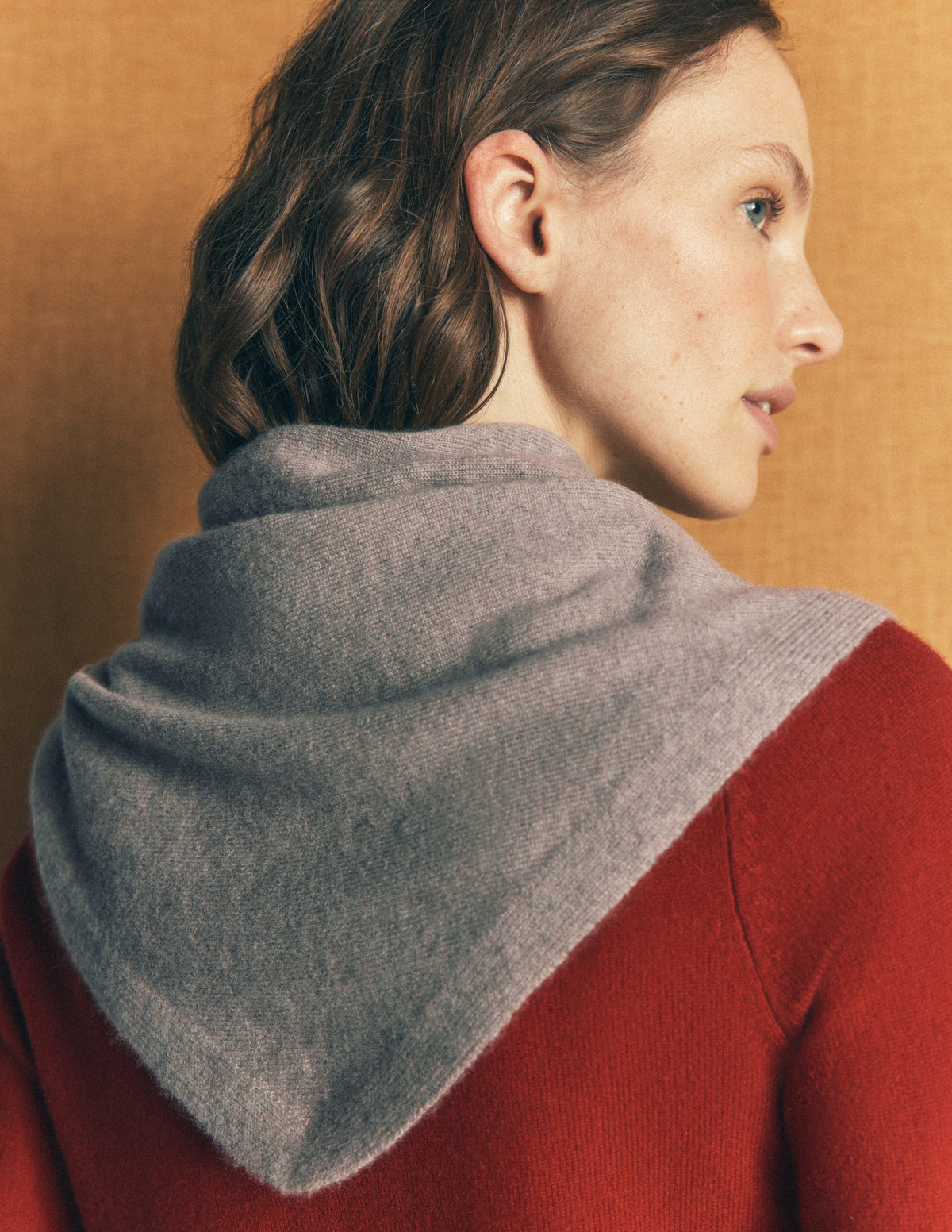 Large Cashmere Neckerchief-Mink Melange-3