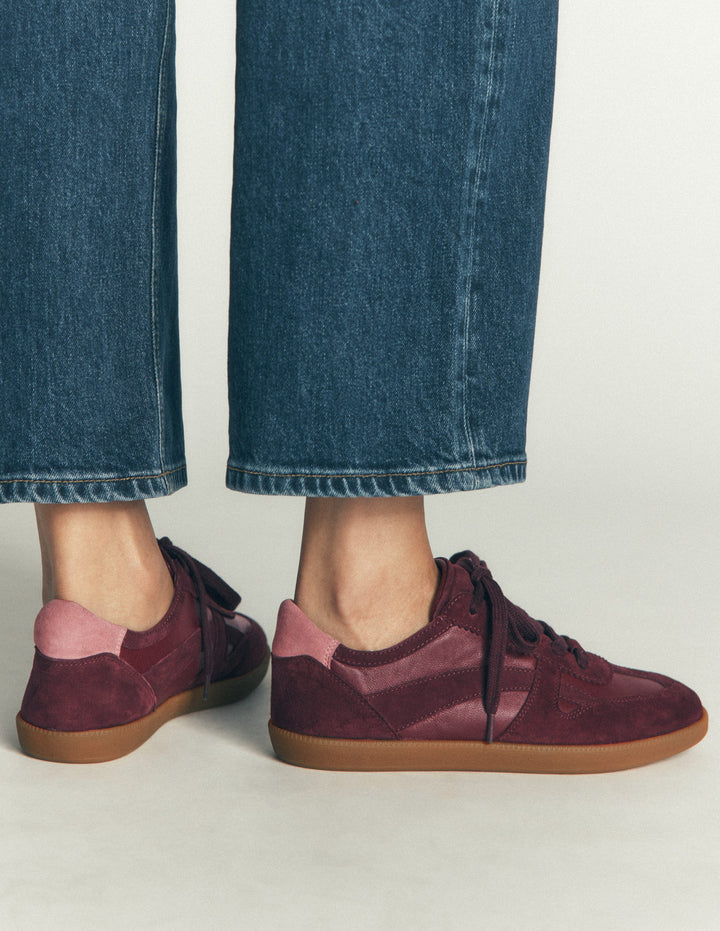 Leather Side Detail Trainer-Oxblood