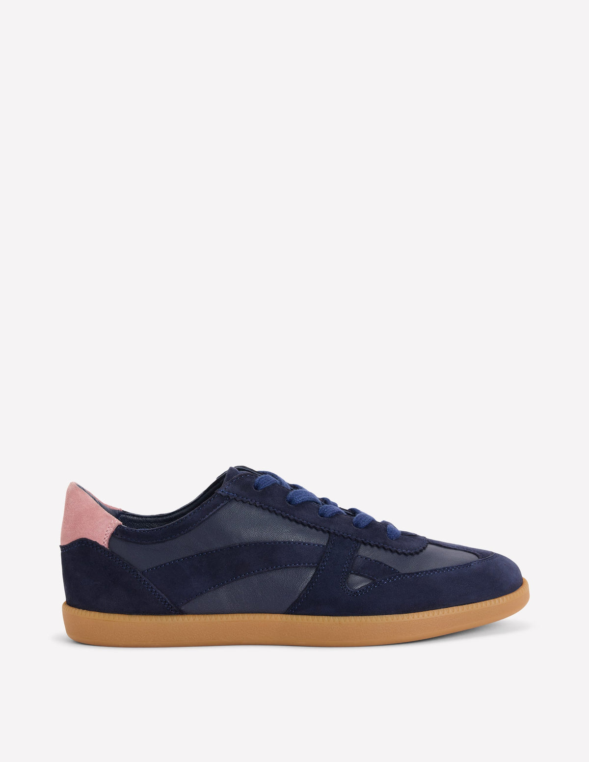 Leather Side Detail Trainer-Navy - Image 1
