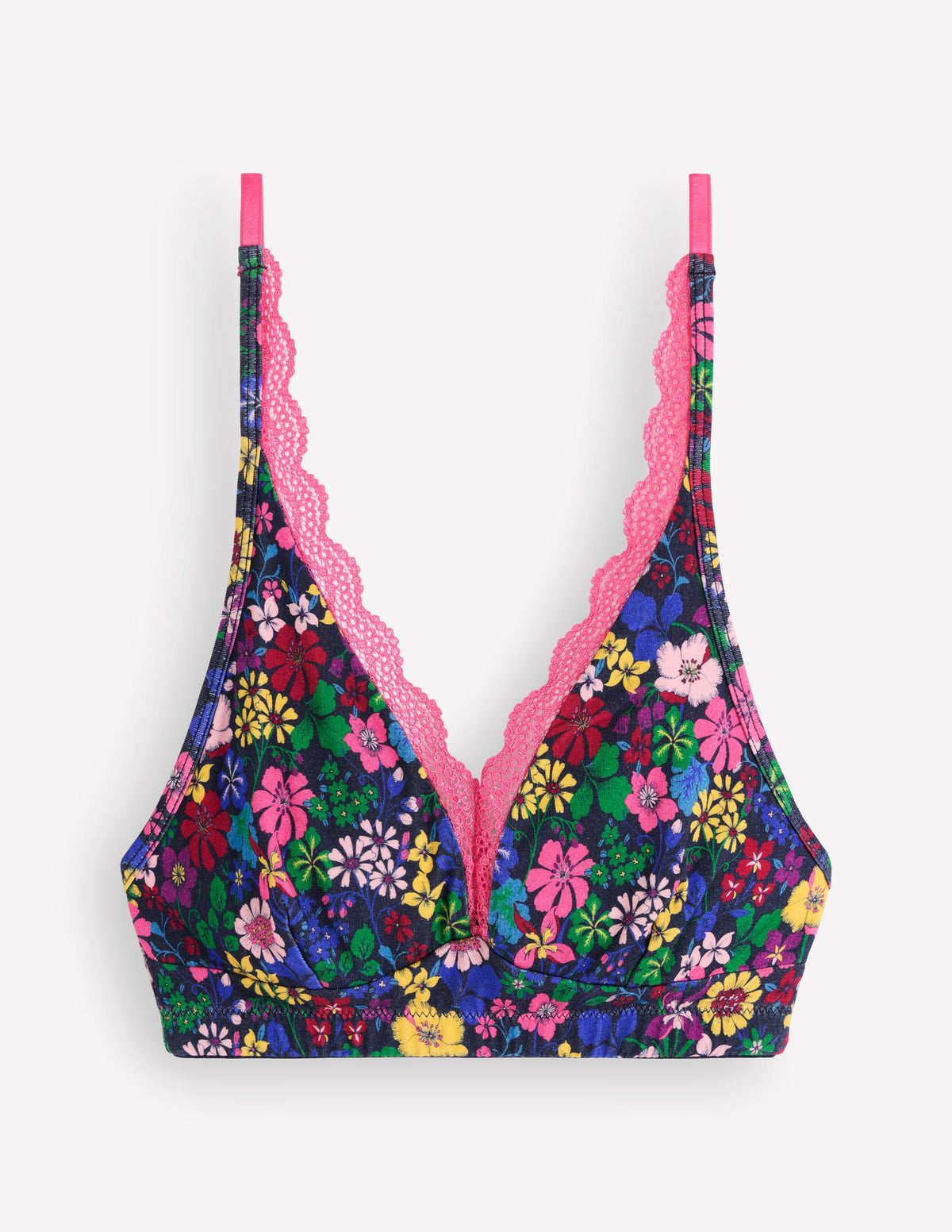 Stripe & Stare Lace Plunge Bra-Floral - Image 1