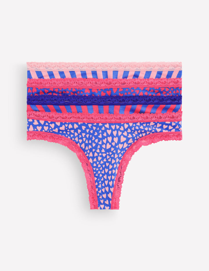 Stripe & Stare Thong 4 Pack-Stripes and Hearts Four Pack