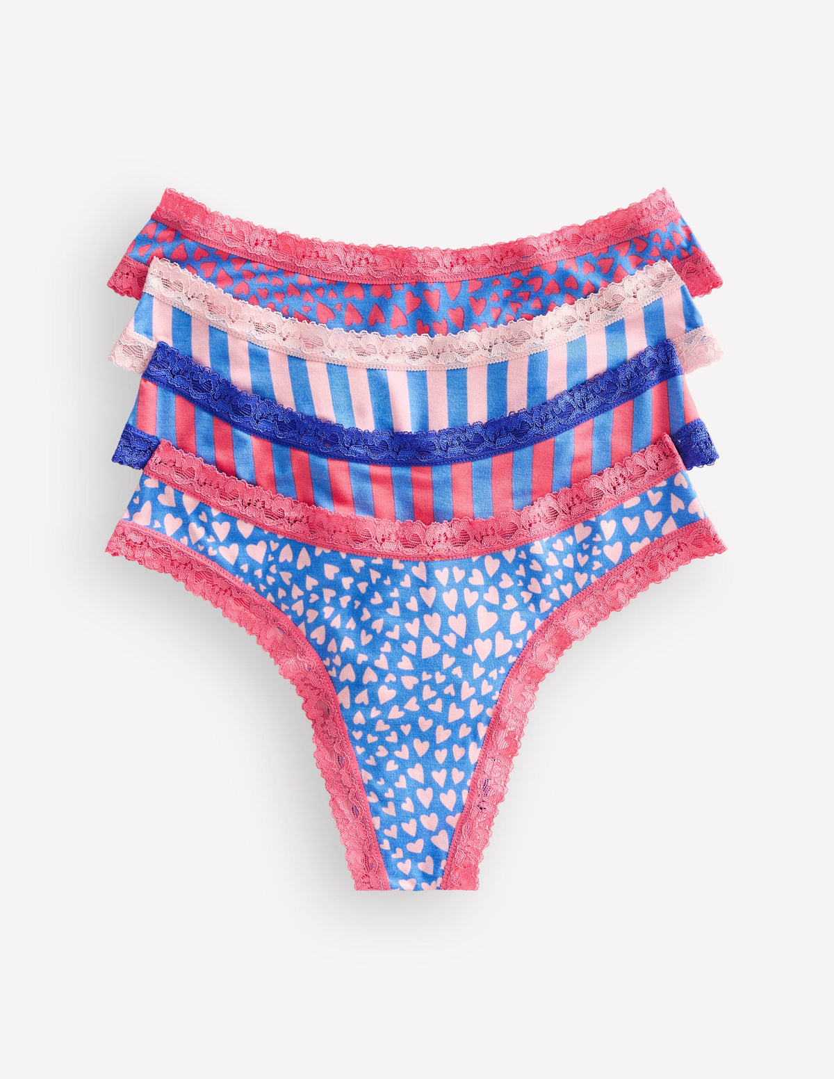 Stripe & Stare Thong 4 Pack-Stripes and Hearts Four Pack - Image 1