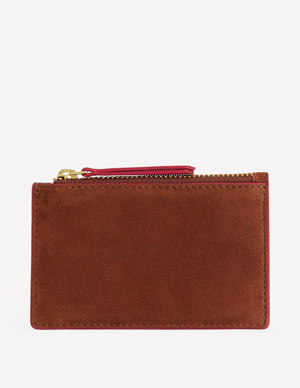 Leather Card Holder-Tan Suede-1