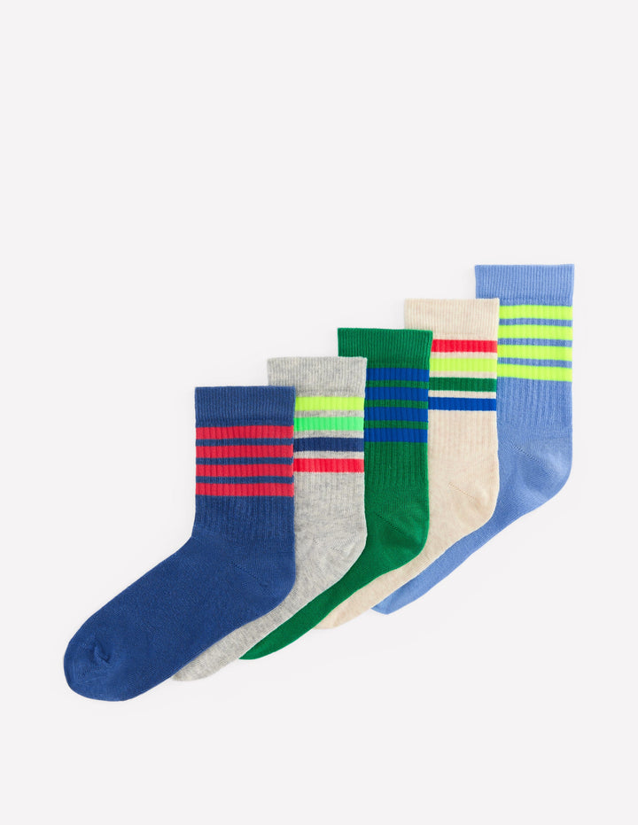Boys Ribbed Socks 5 Pack-Multi Stripe