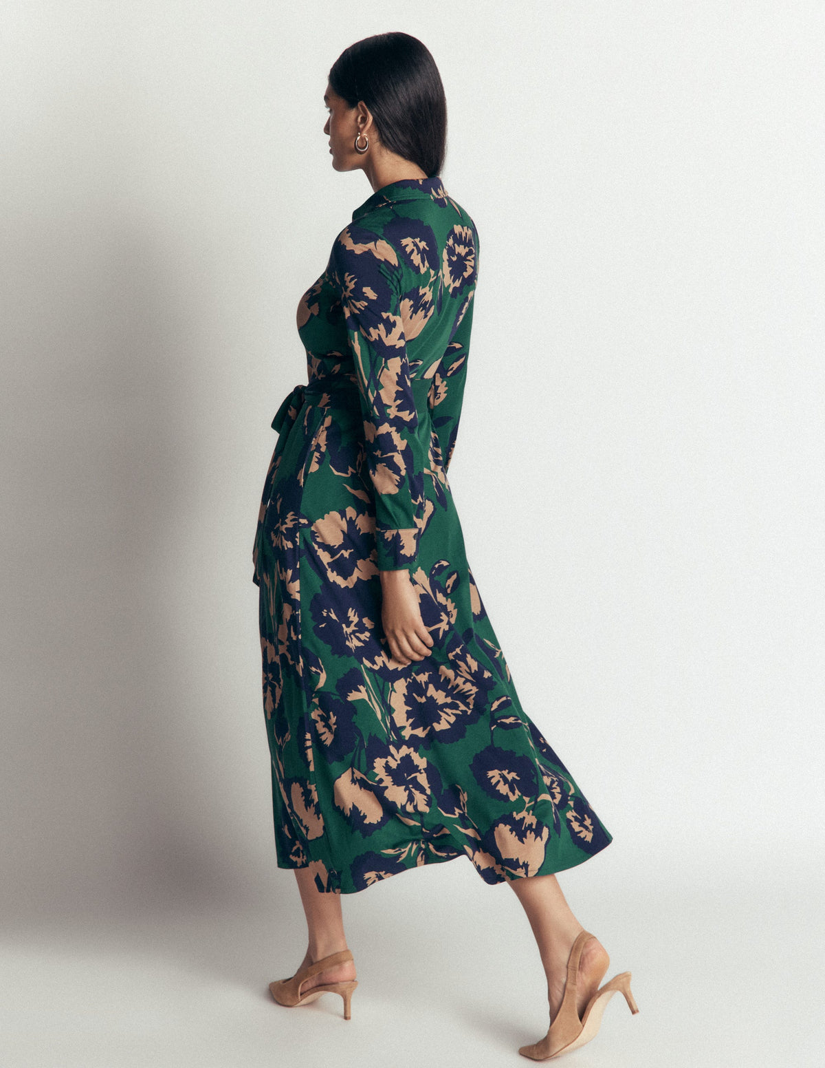 Marcia Jersey Shirt Dress-Sea Moss, Forest Breeze-3