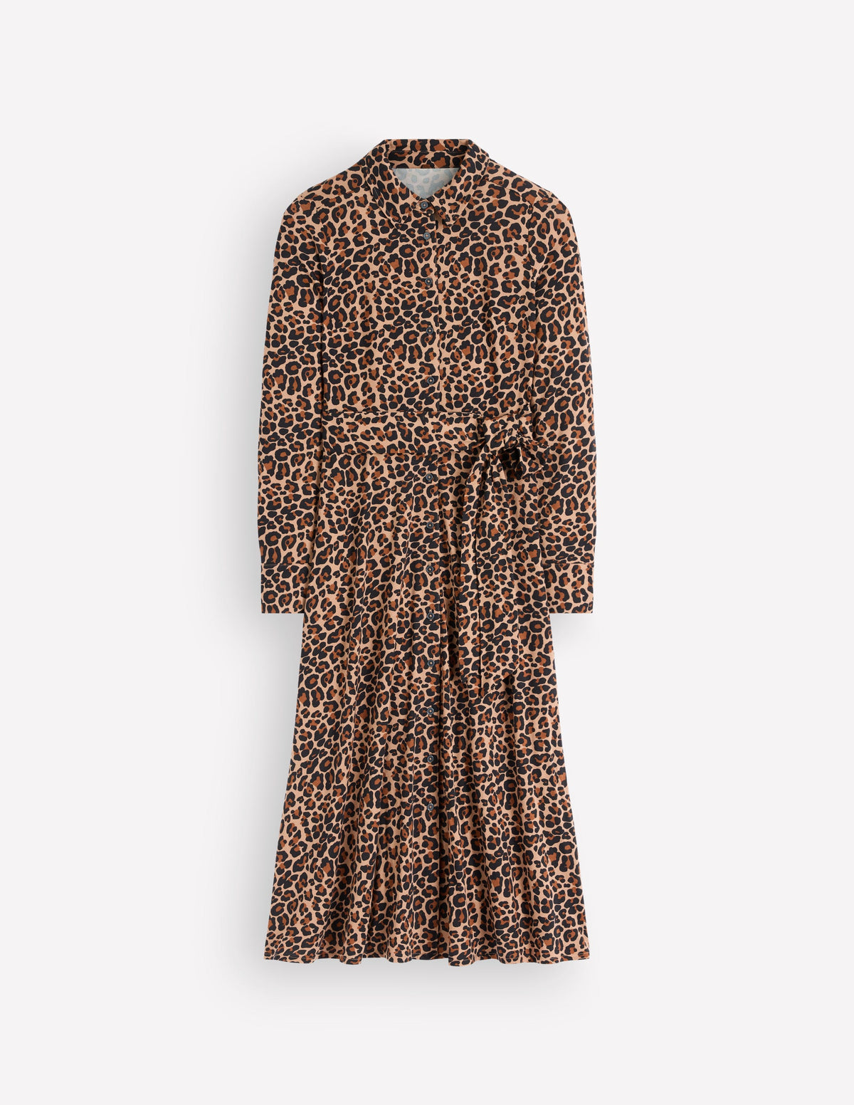 Marcia Jersey Shirt Dress-Camel, Leopard Fields-5