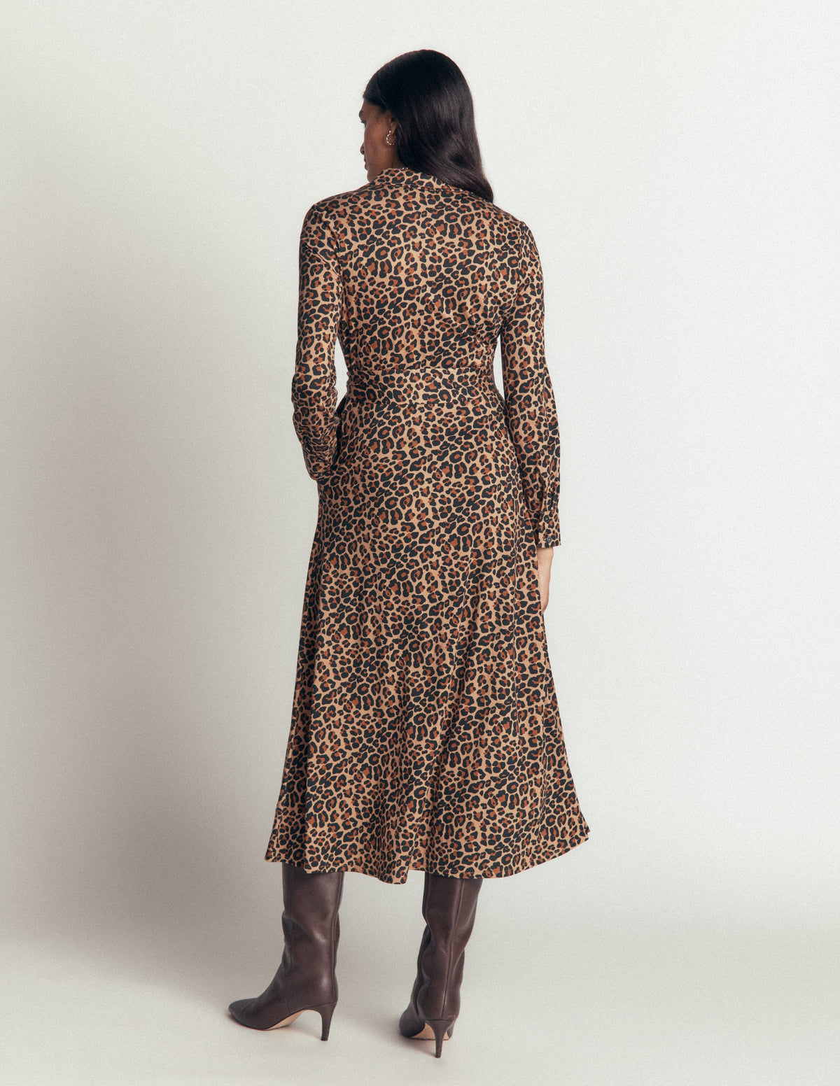 Marcia Jersey Shirt Dress-Camel, Leopard Fields-3