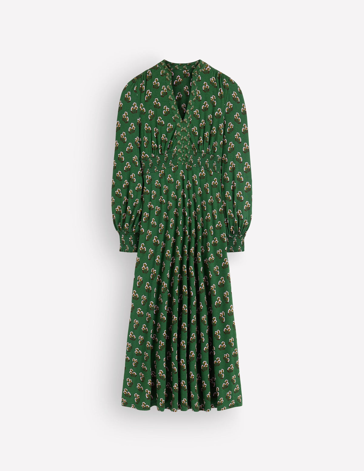 Georgia Jersey Midi Dress-Dark Green, Ditsy Carnation - Image 6