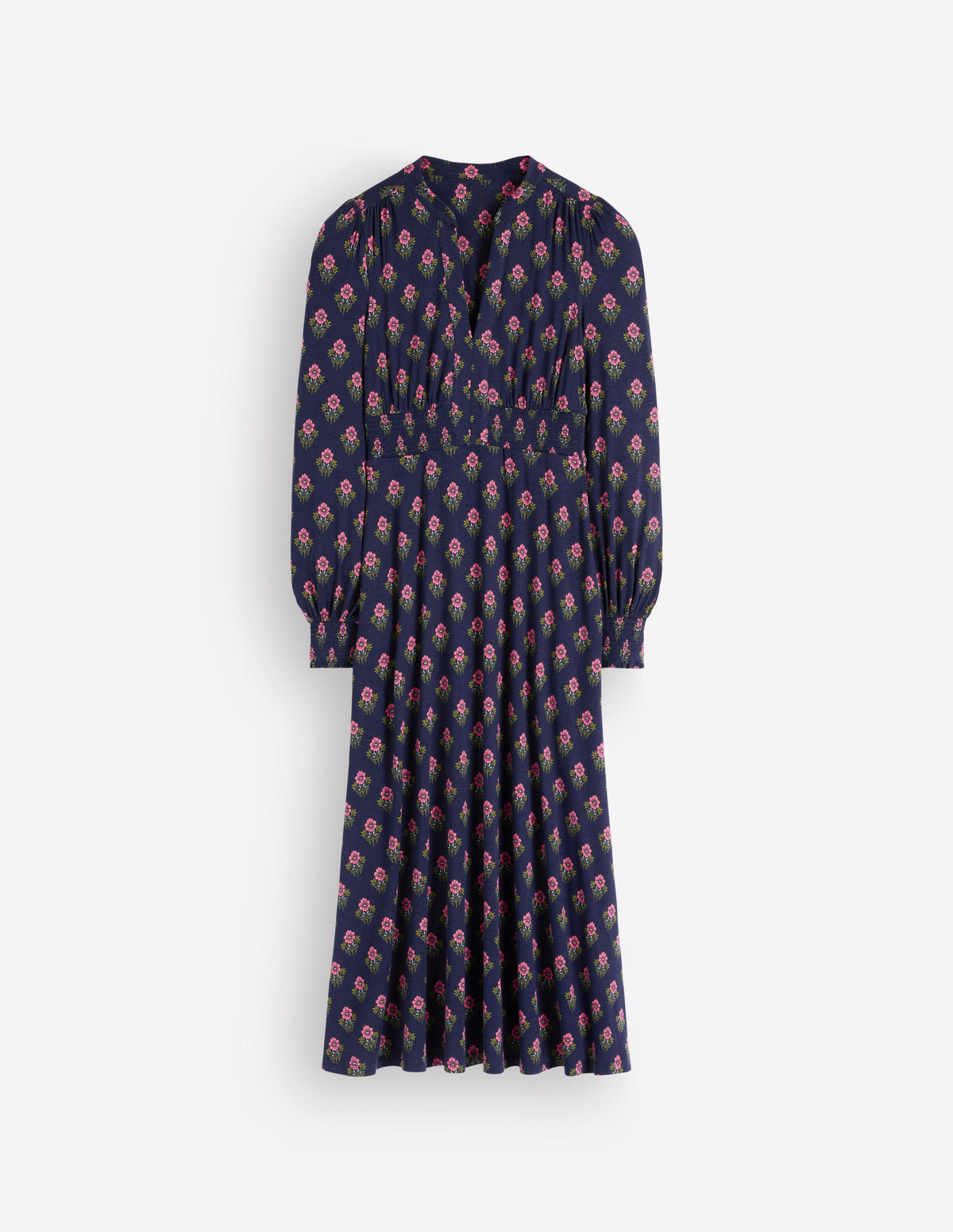 Georgia Jersey Midi Dress-Navy, Flourishing Spring Stamp - Image 6