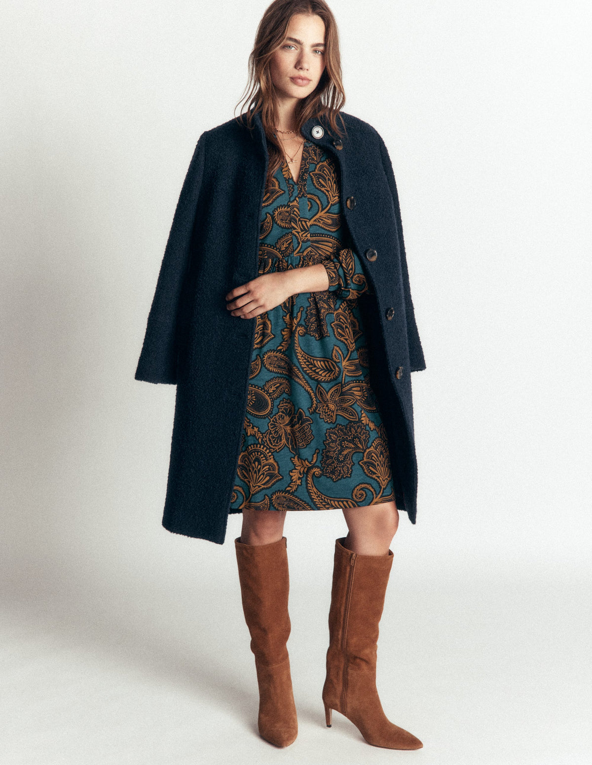 Naomi Relaxed Jersey Dress-Legion Blue, Paisley Bouquet-5