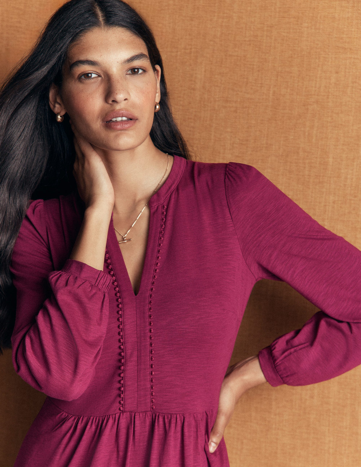 Naomi Relaxed Jersey Dress-Beet Red - Image 1