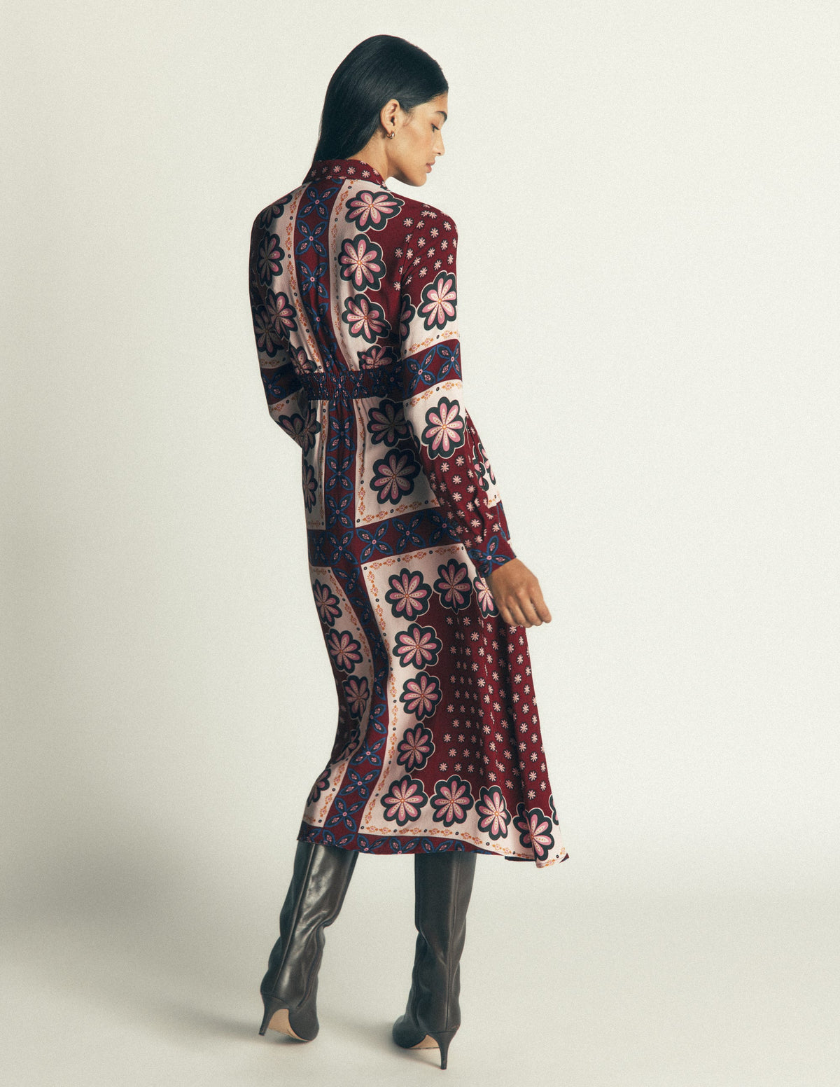 Joanna Midi Shirt Dress-Multi Geo Flora Placement-4