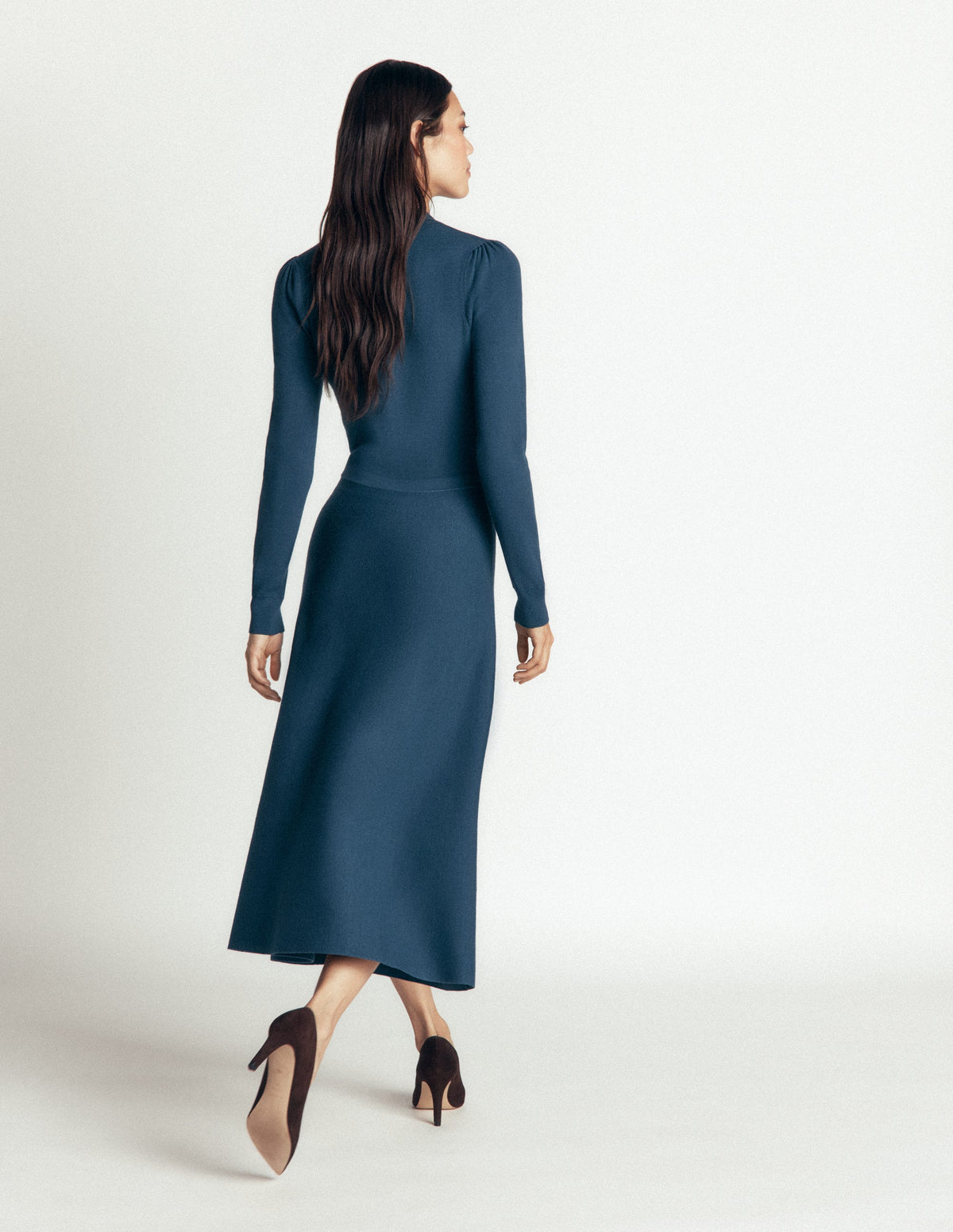 Fiona Zip Front Knitted Dress-Sailor Blue-4