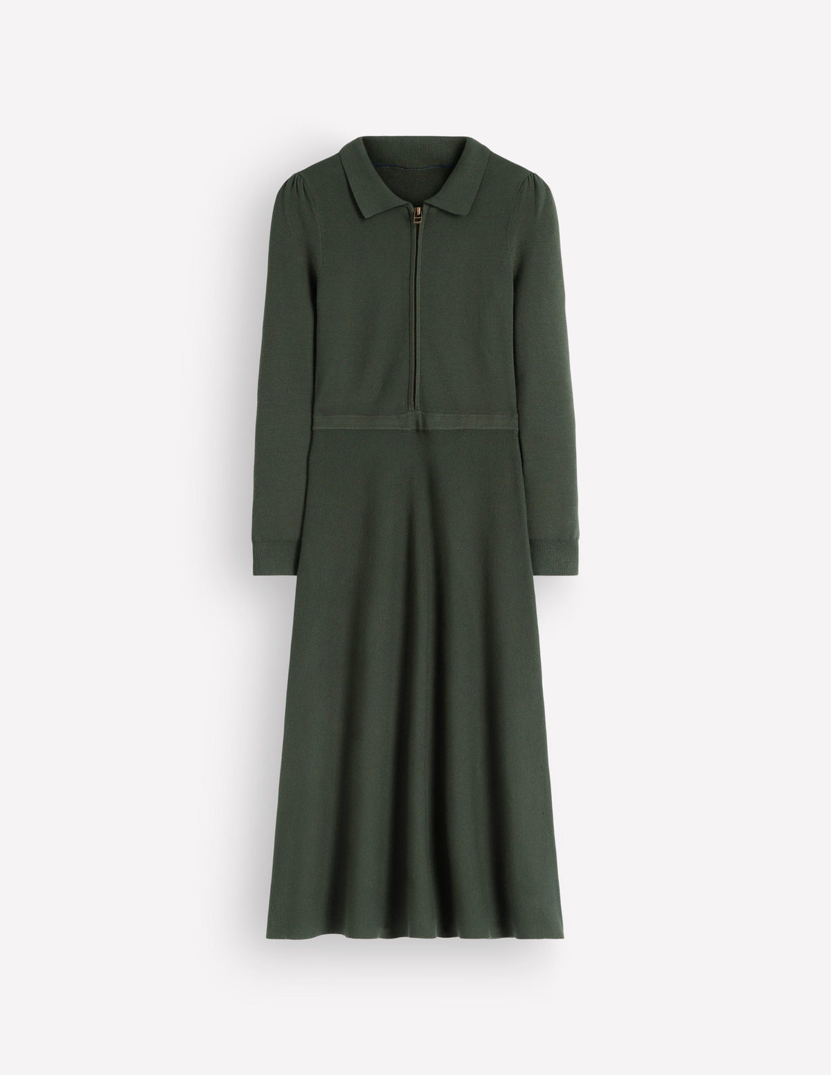 Fiona Zip Front Knitted Dress-Hunter Green-6