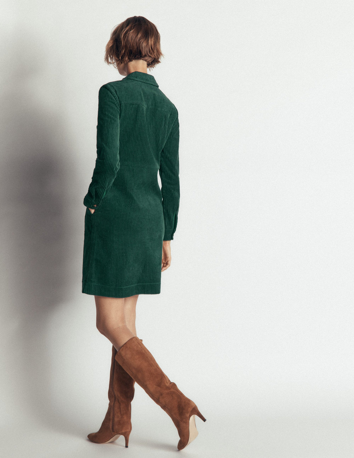 Bronte Cord Short Dress-Midnight Teal-3