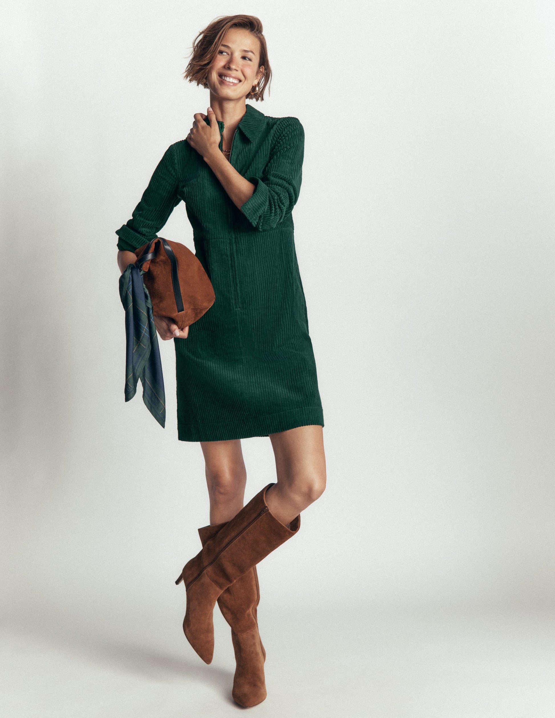 green dress brown shoes Bronte Cord Short - Midnight Teal MESH ILLUSION DRESS Size:57 (6'0