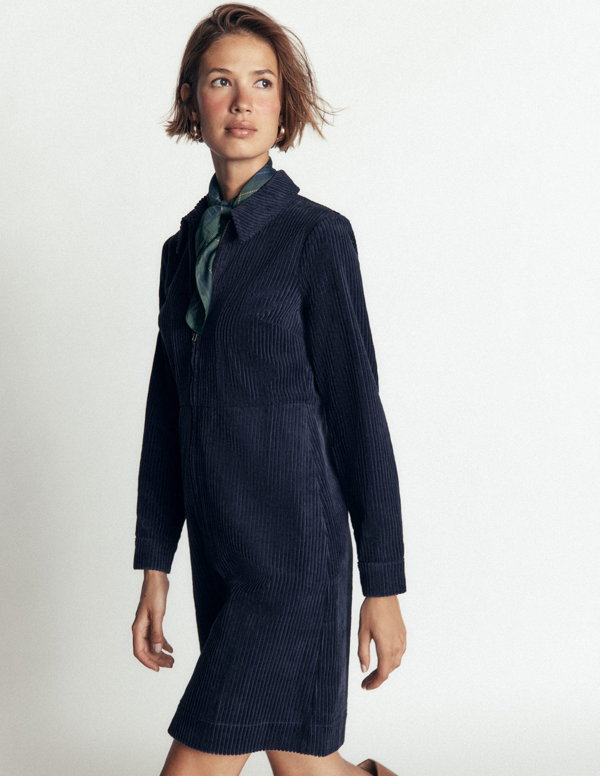 Bronte Cord Short Dress-Navy-5