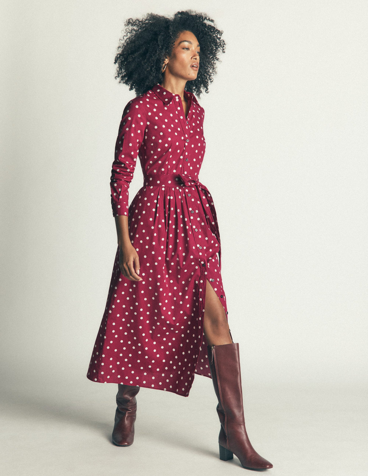 Alexa Cotton Midi Shirt Dress-Ruby Red, Boden Spot - Image 1