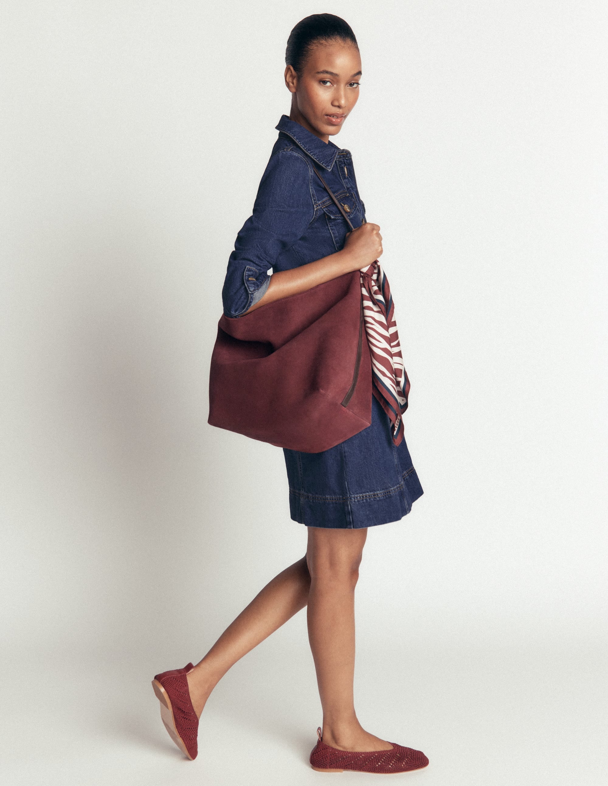 Fleur Denim Short Dress-Mid Vintage Denim - Image 4