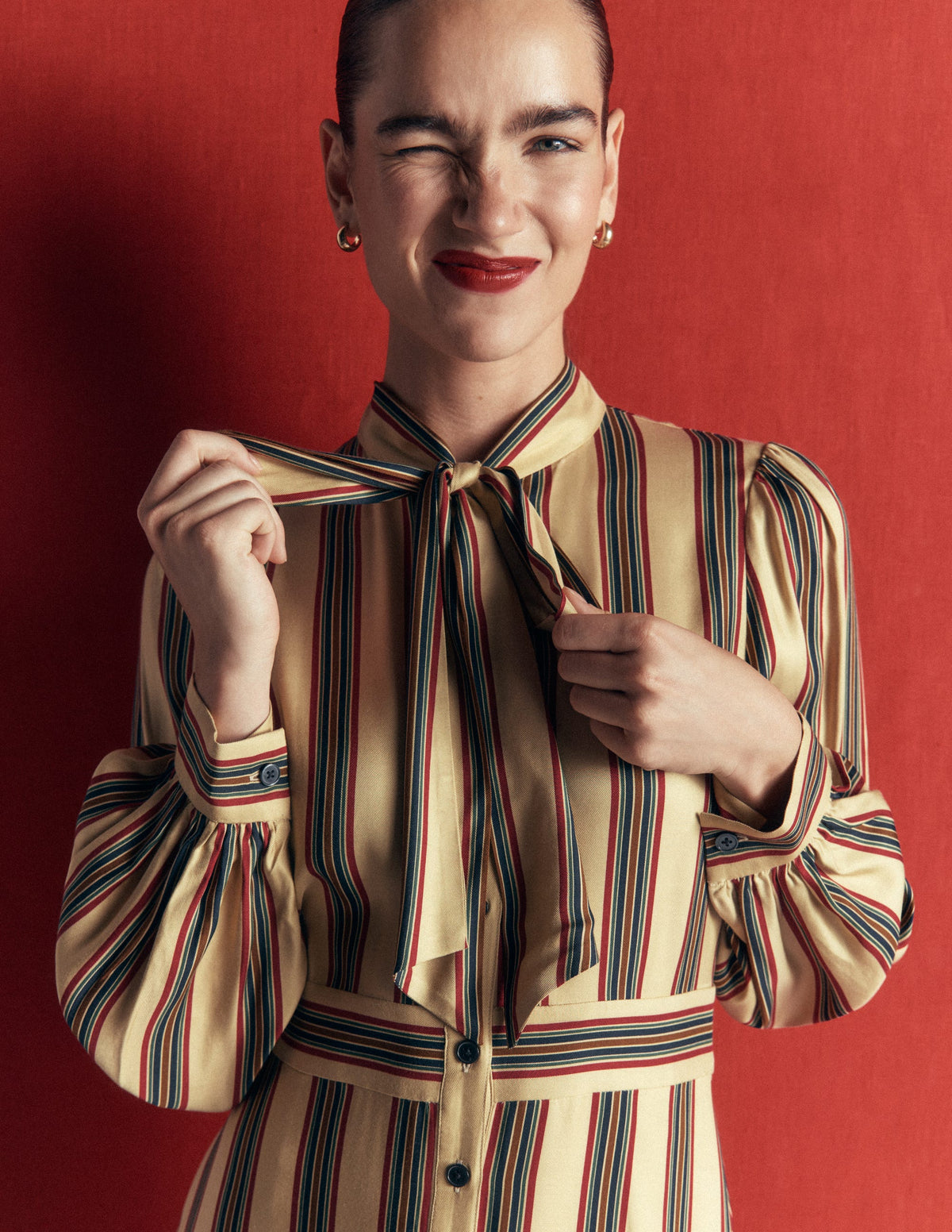 Bow Detail Shirt Dress-Multi, Collegic Stripe - Image 3