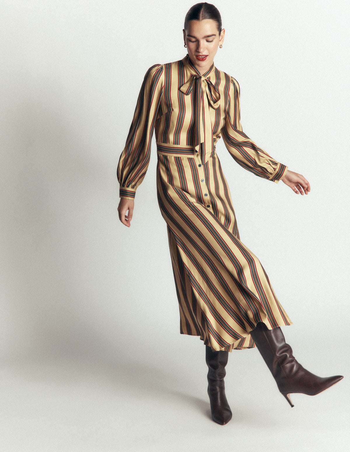 Bow Detail Shirt Dress-Multi, Collegic Stripe - Image 6