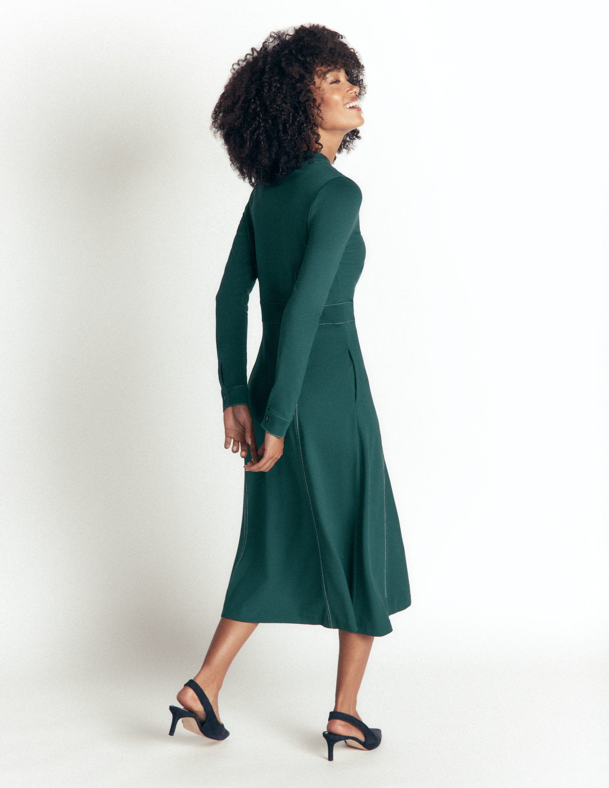 Alex Ponte Contrast Midi Dress-Midnight Ocean-3