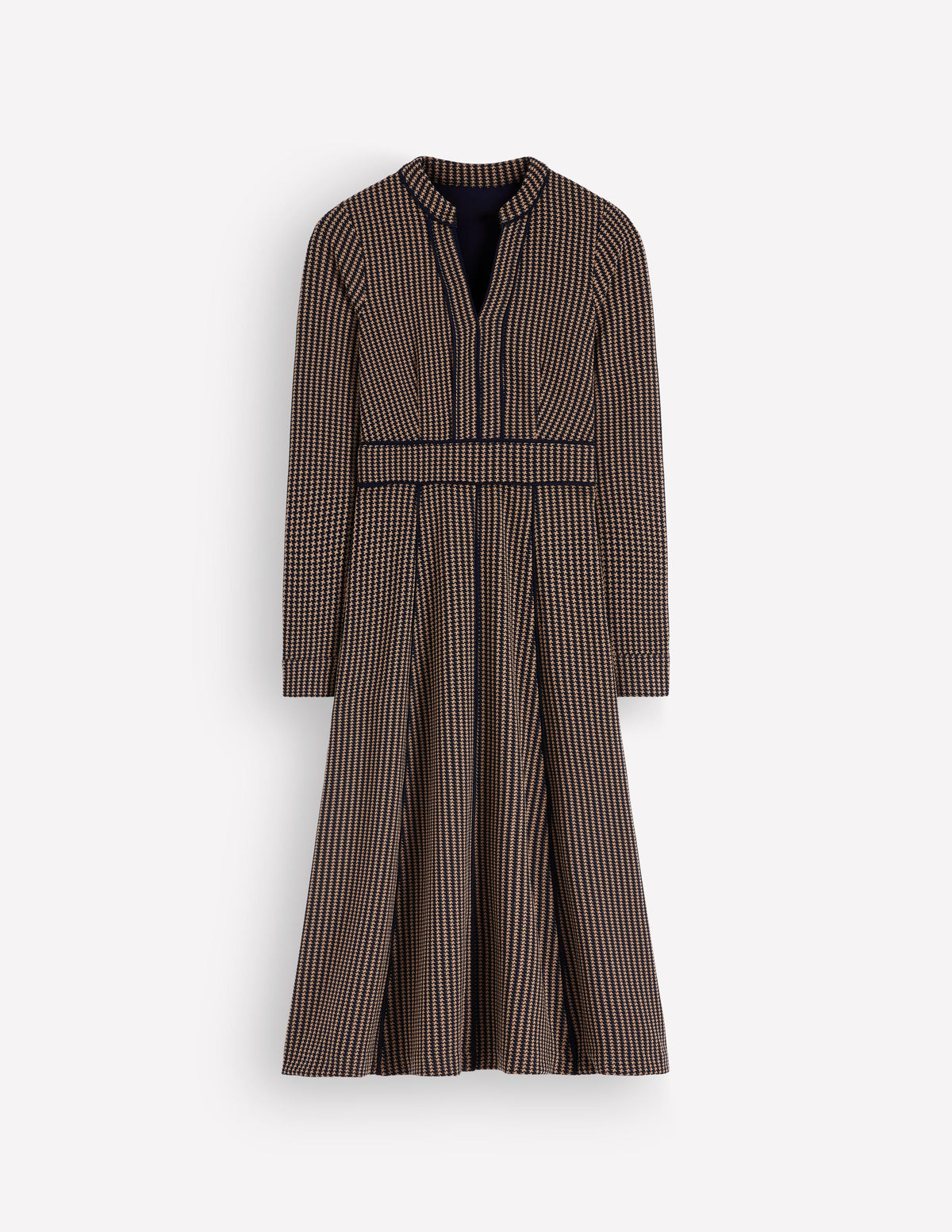 Alex Ponte Contrast Midi Dress-Navy/Camel Texture - Image 6