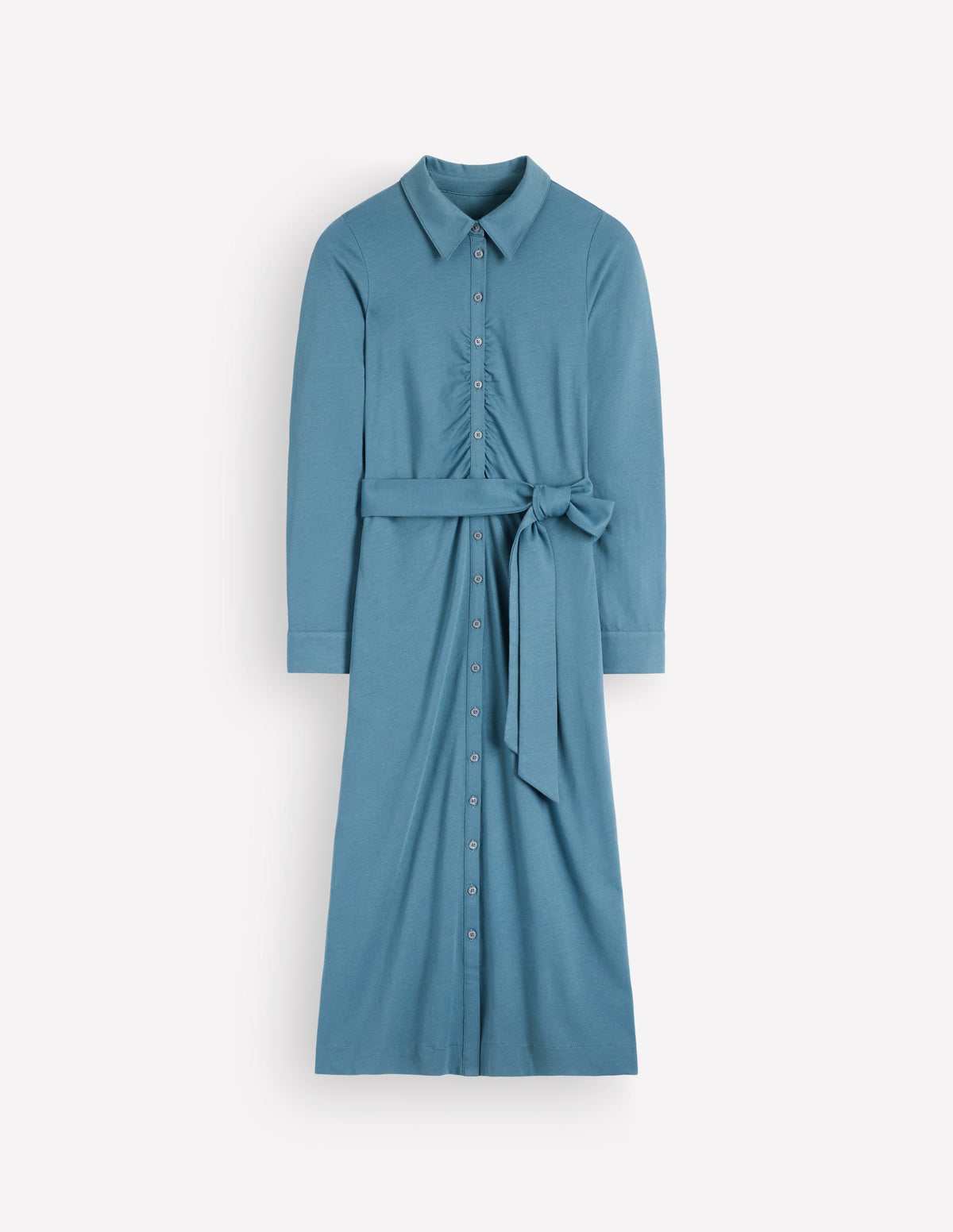 Ruched Jersey Shirt Dress-Storm Blue - Image 5