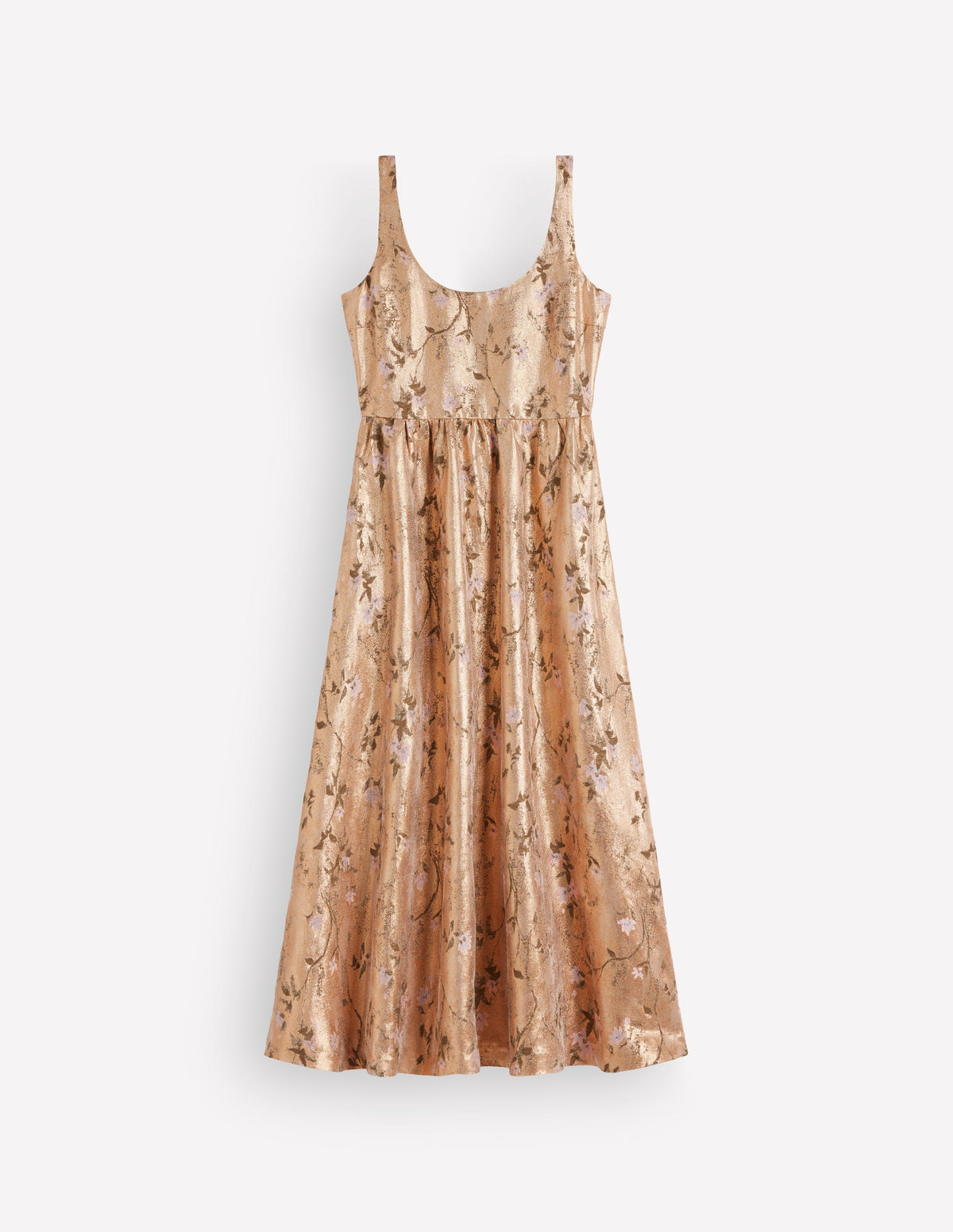 Scoop Neck Fit and Flare Dress-Gold Jacquard-9