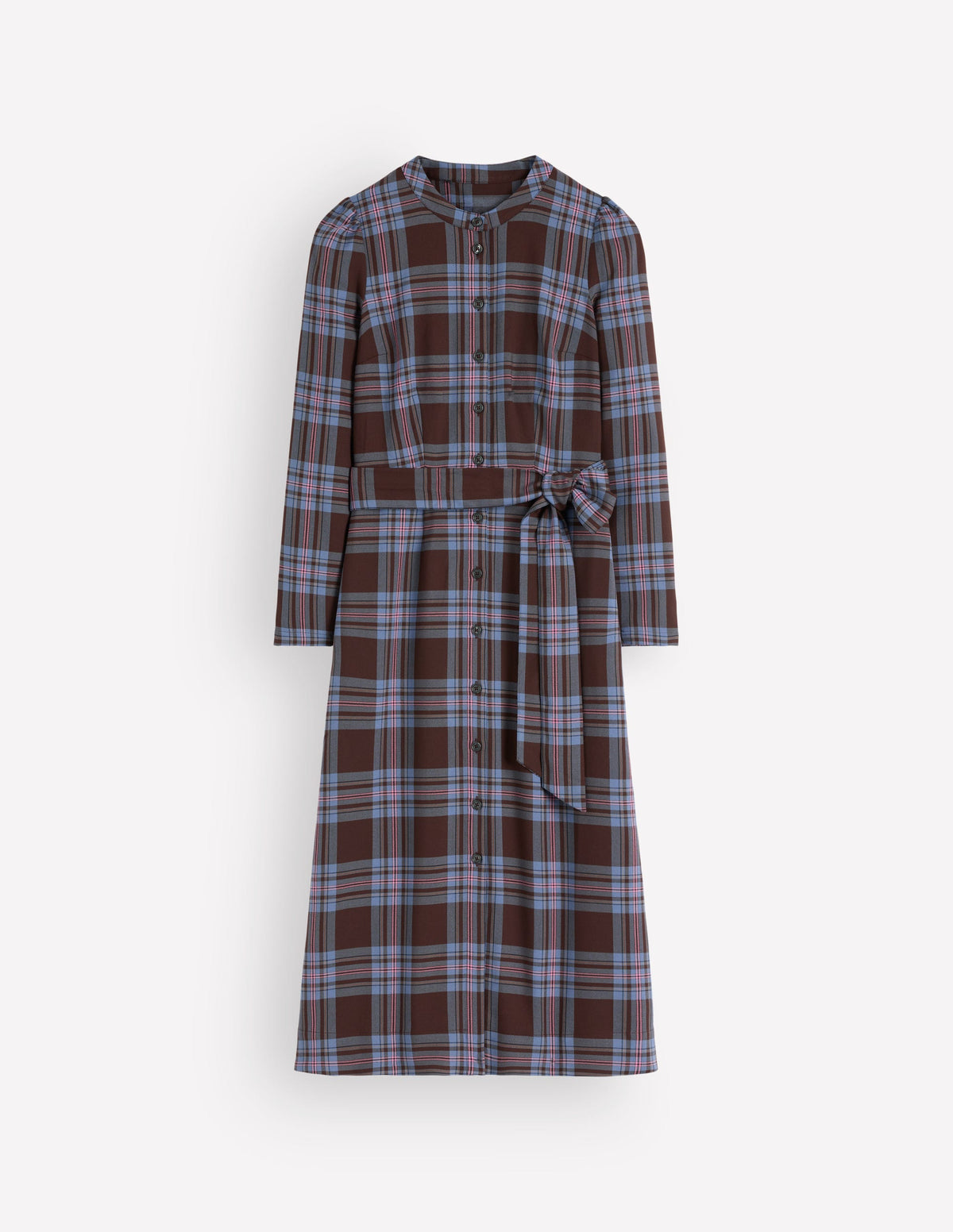 Louise Check Midi Shirt Dress-Brown, Blue and Pink Check - Image 6