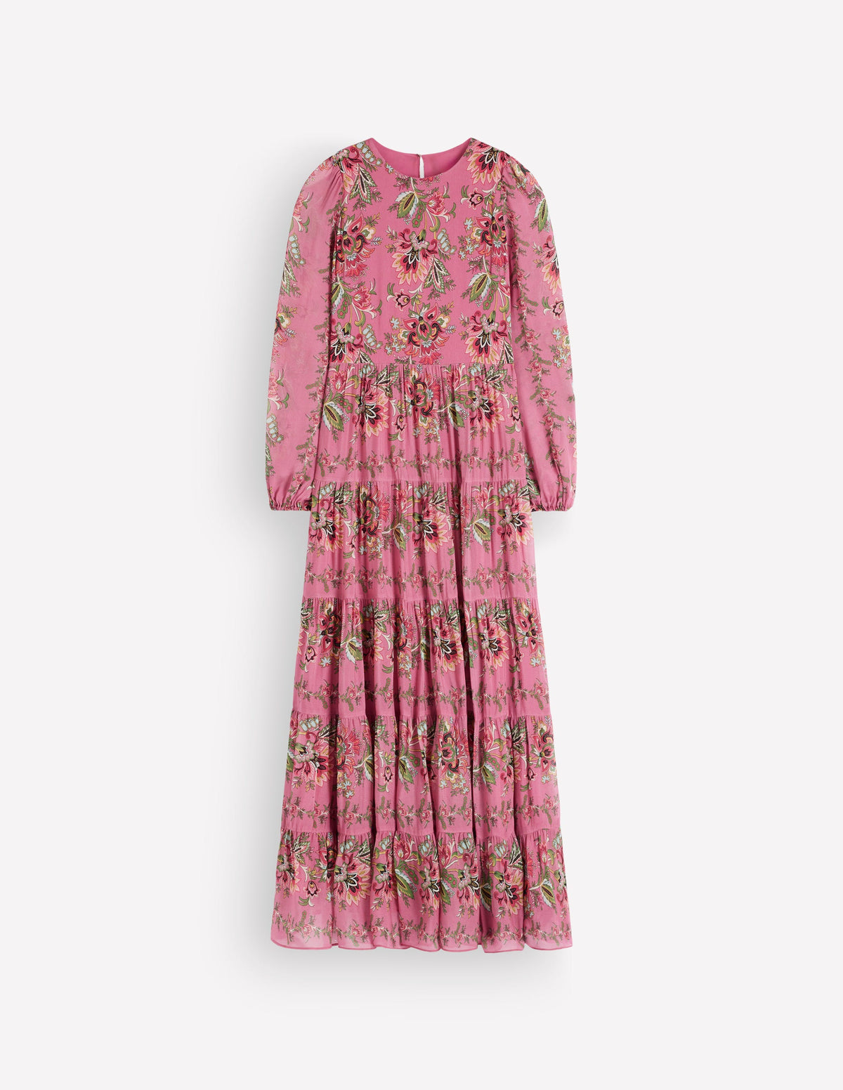 Multi Tiered Maxi Dress-Pink Heather, Frosted Flora-10