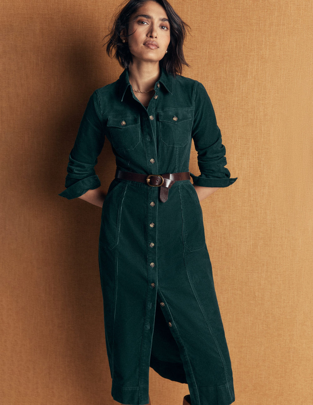 Fleur Cord Midi Dress-Midnight Teal - Image 1
