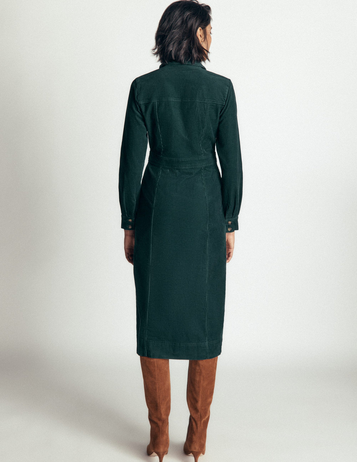 Fleur Cord Midi Dress-Midnight Teal-3