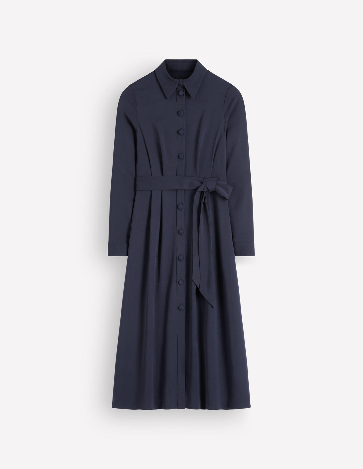 Kate Pleated Shirt Dress-Navy-6