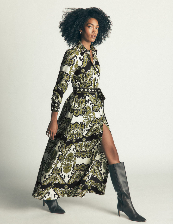 Maeve Cotton Midi Shirt Dress-Multi, Blossoming Gardenia