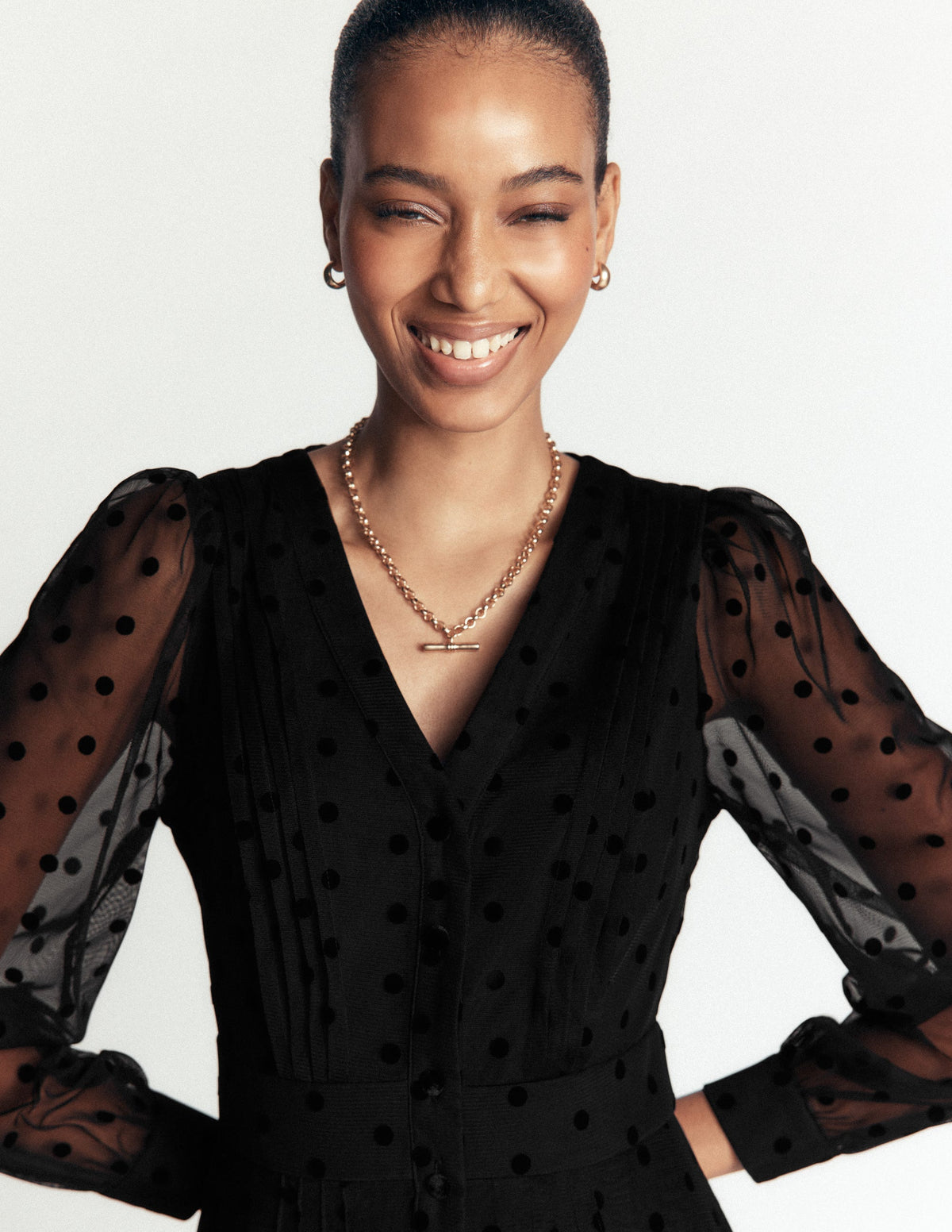 Pleated Tulle Midi Dress-Black - Image 2