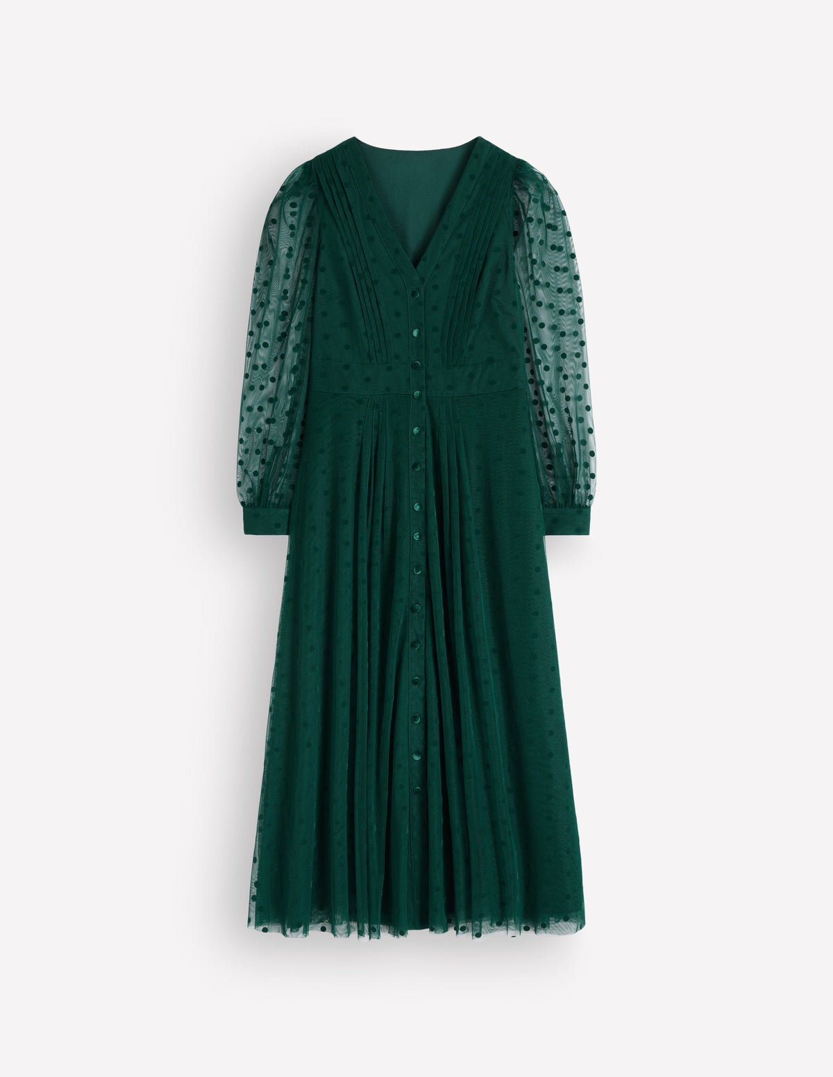 Pleated Tulle Midi Dress-Midnight Teal - Image 6