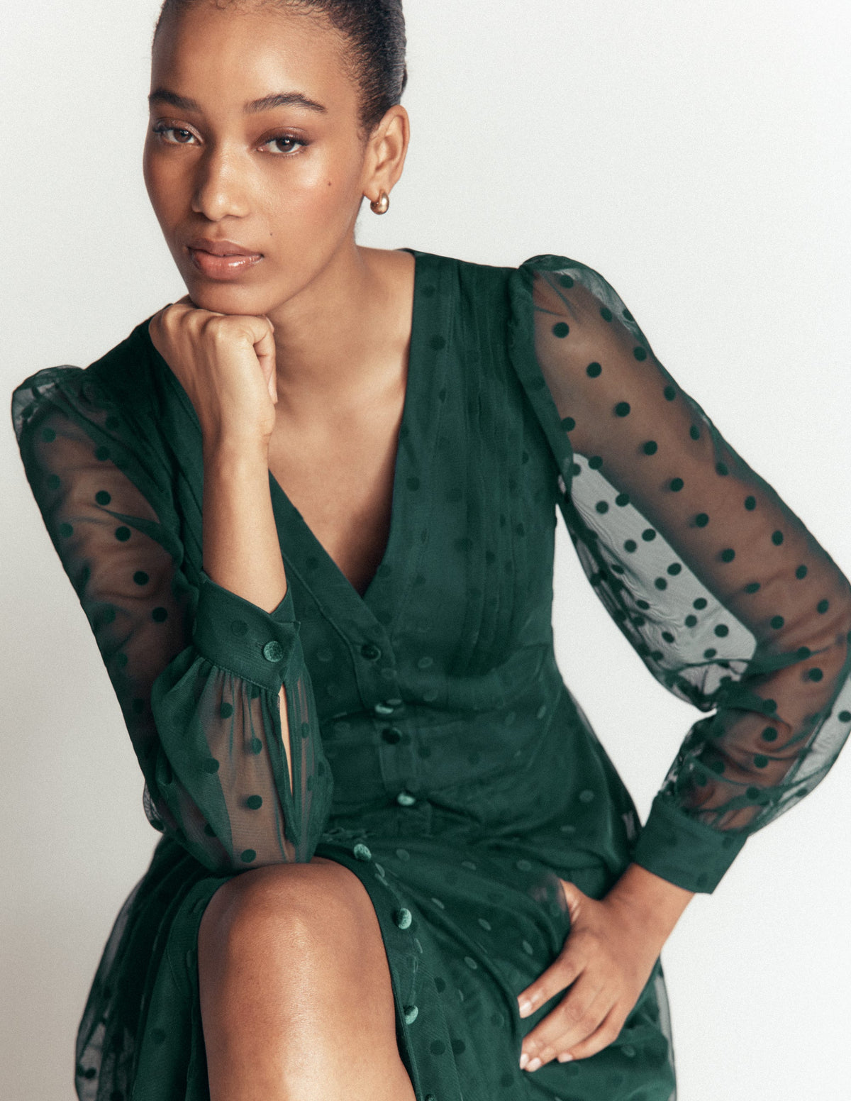 Pleated Tulle Midi Dress-Midnight Teal-5