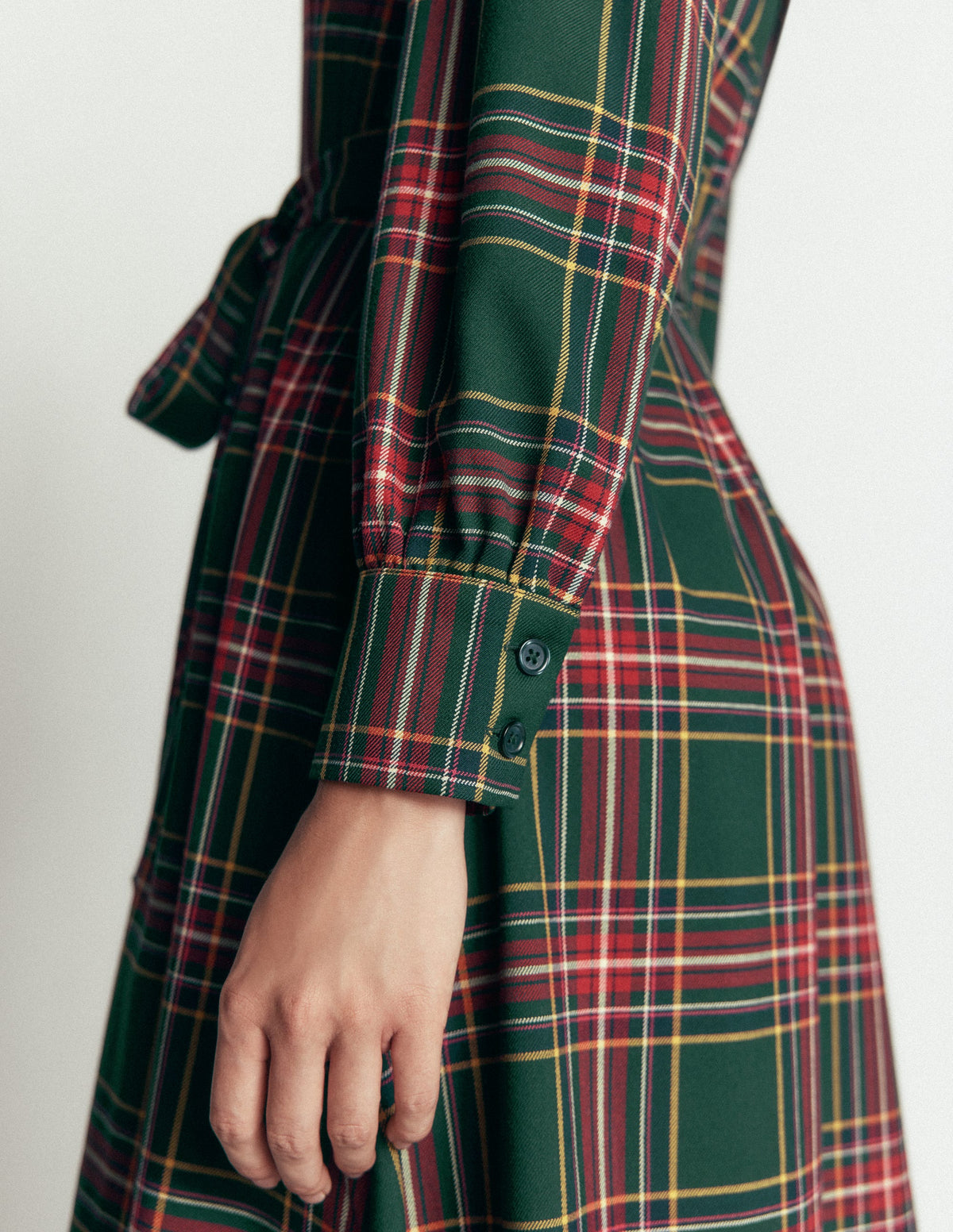 Maeve Check Midi Shirt Dress-Green, Navy and Red Check - Image 2