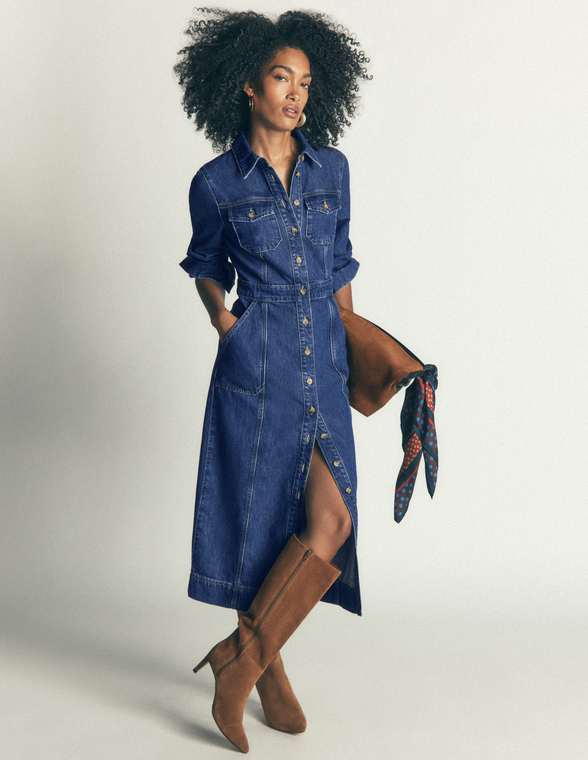 denim midi dress styling Fleur - Mid Vintage Denim Indigo denim dress in Cute Summer Dresses & christy dawn dress Size:5X/32W-34W