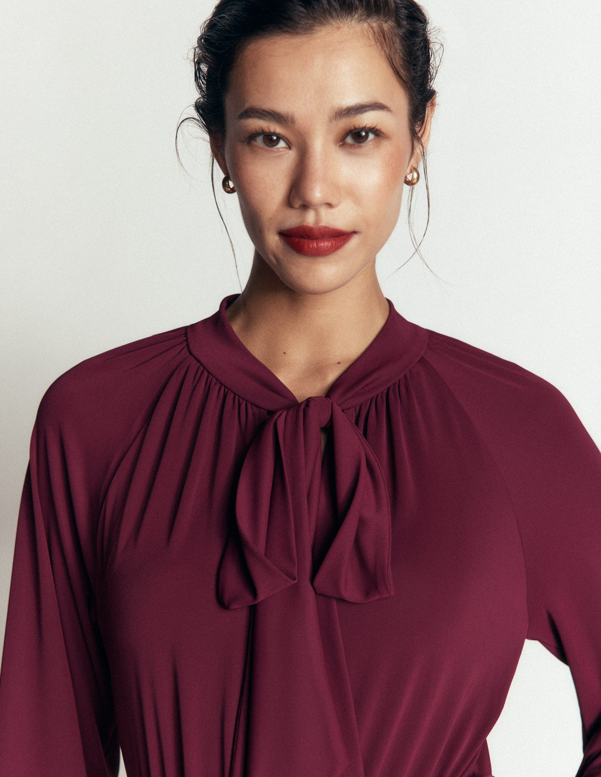 Pussybow Jersey Maxi Dress-Deep Wisteria - Image 2