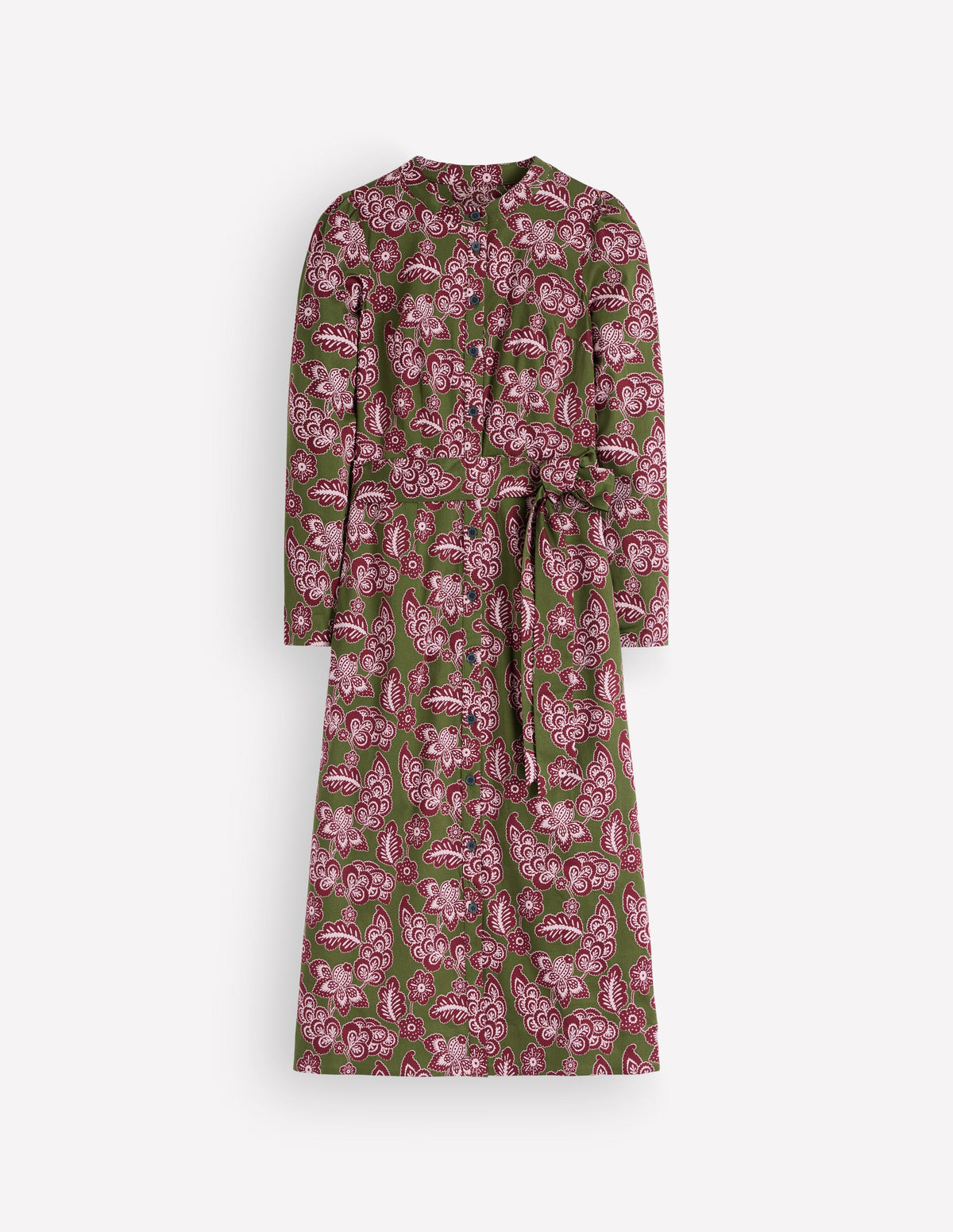 Louise Midi Shirt Dress-Forest Green, Tickled Meadows-6